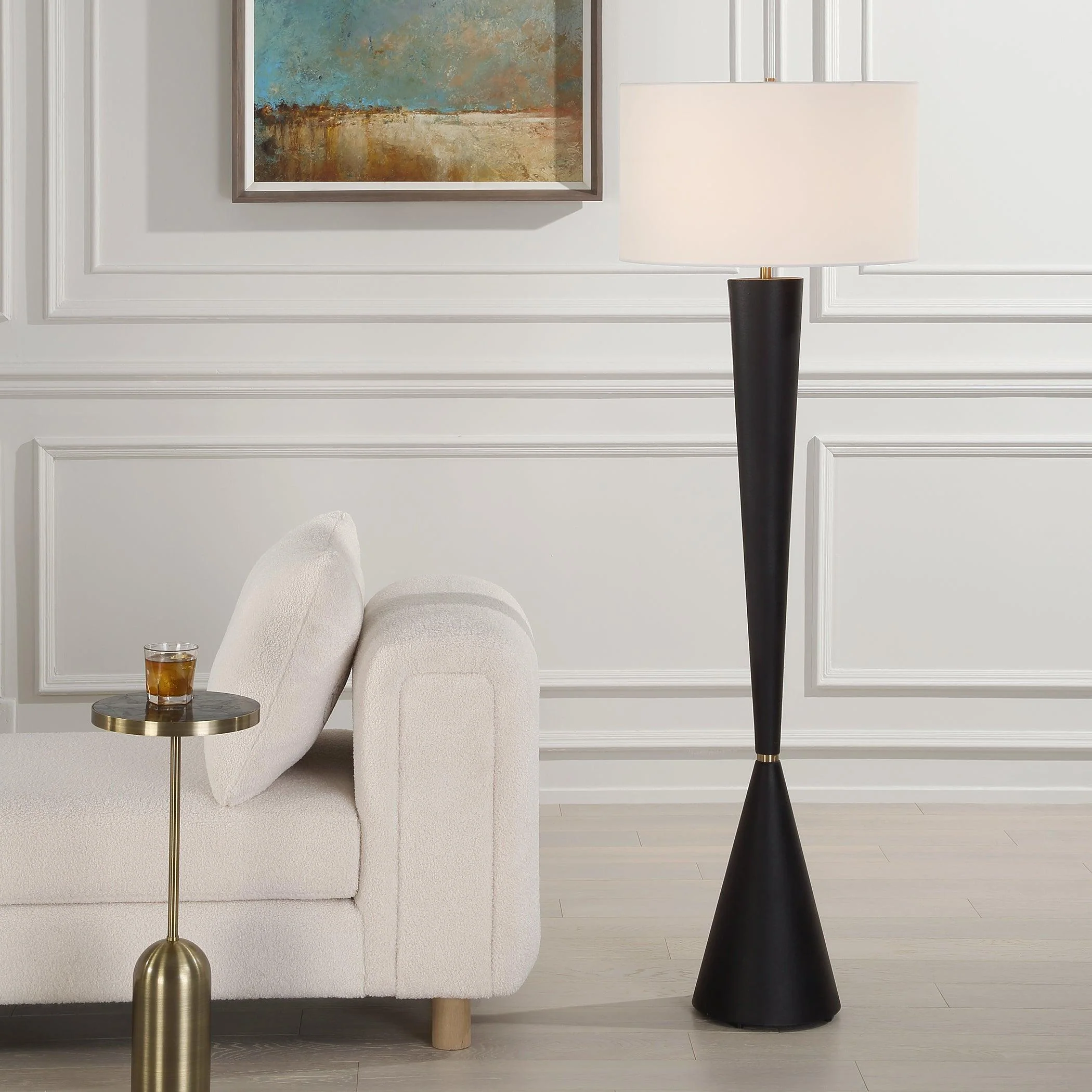 Layla Black Tapered Floor Lamp - Frankwebs