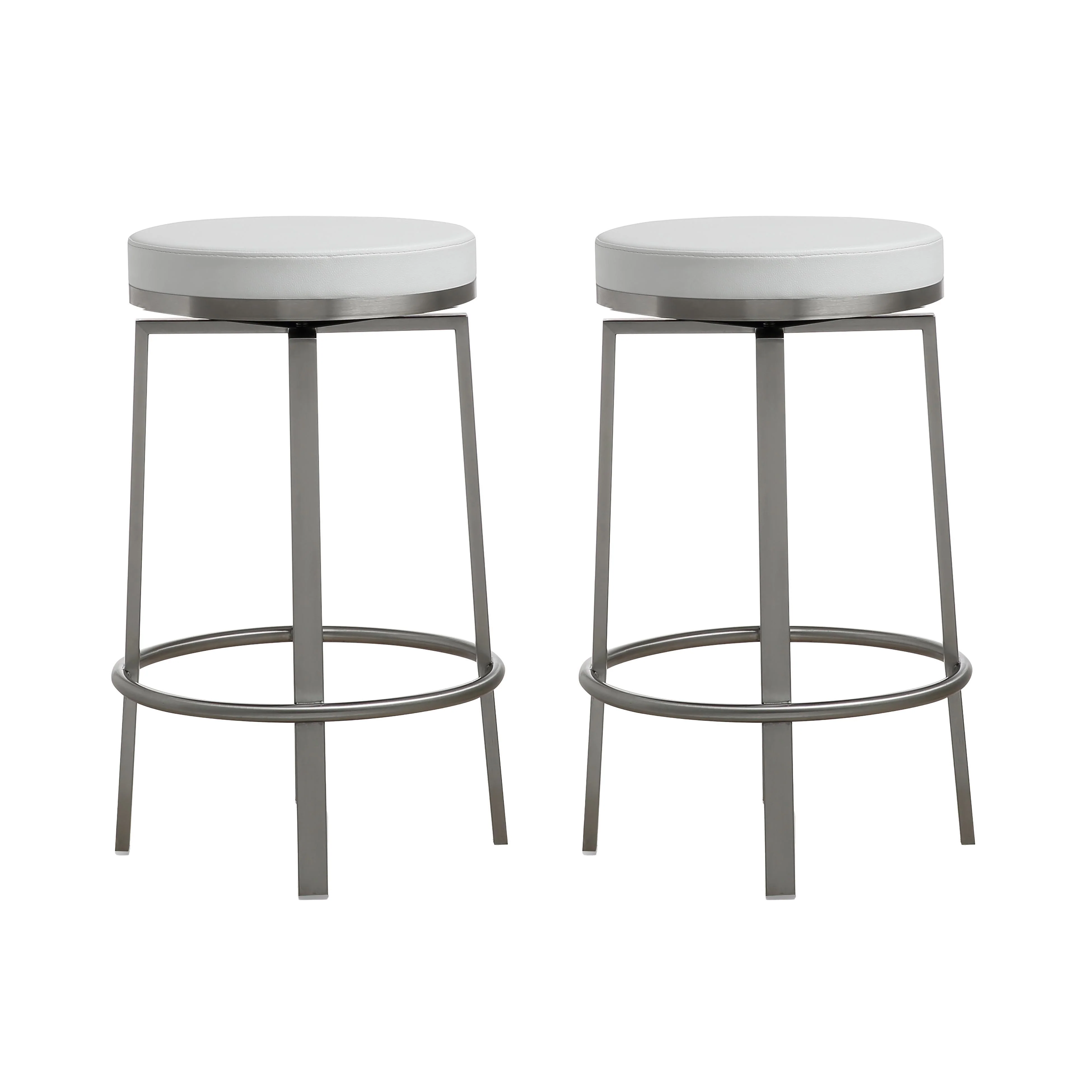 Pratt White Swivel Counter Stool - Set of 2 - Frankwebs