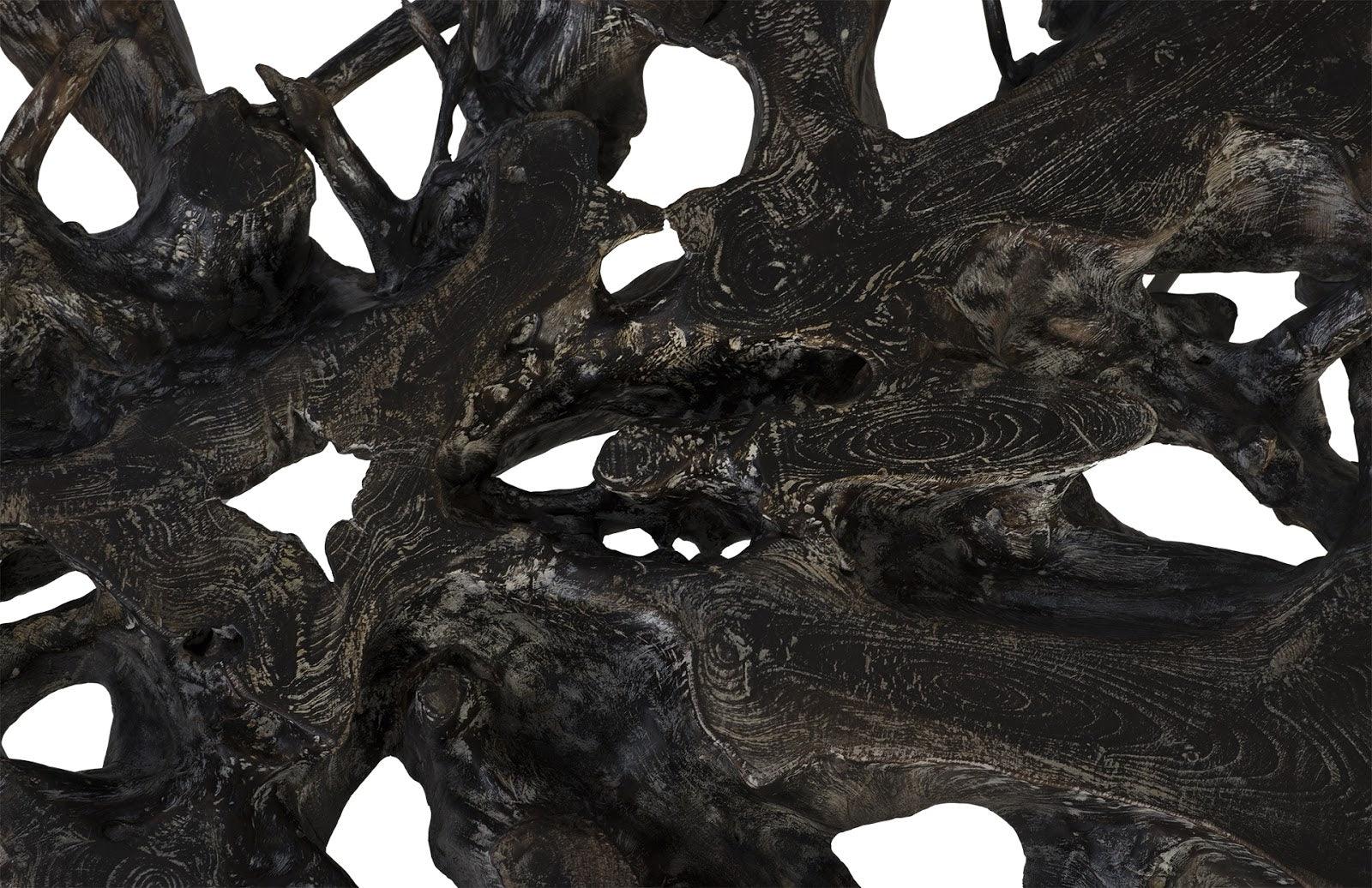 Round Top Coffee Table, Black Wash Finish - Frankwebs