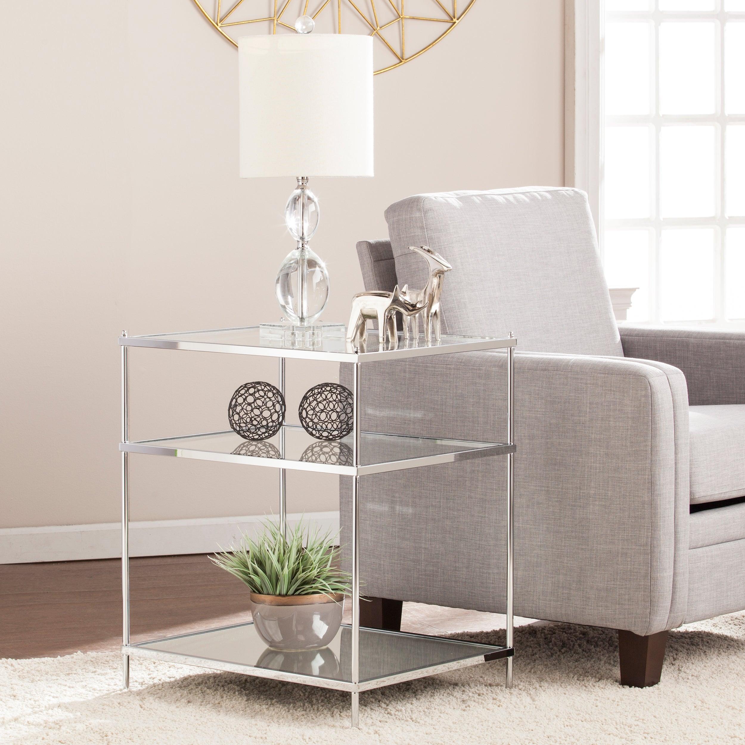 Knox Glam Mirrored Side Table - Chrome - Frankwebs