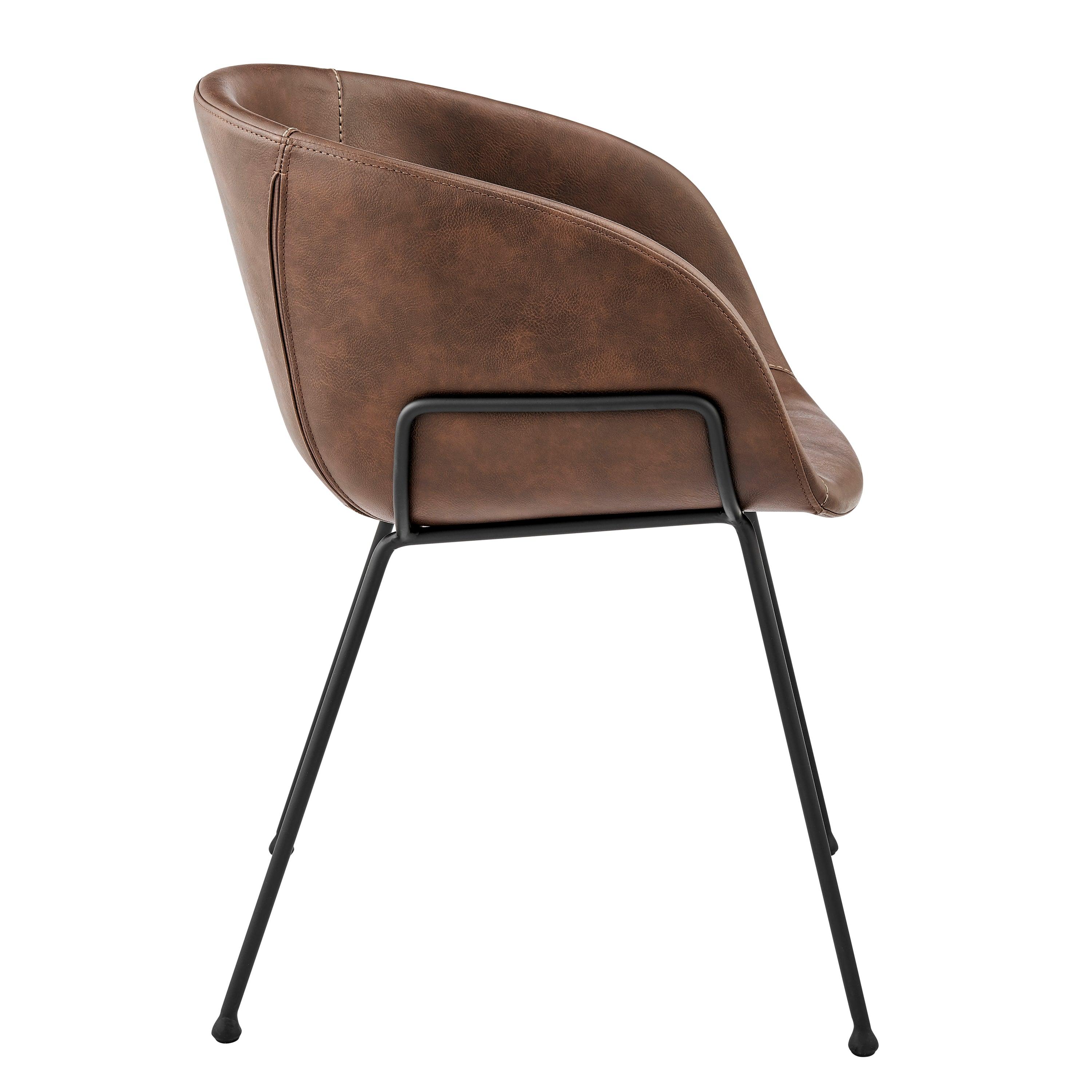 Zach Armchair with Leatherette and Powder Coated Steel Frame and Legs - Set of 2 - Frankwebs