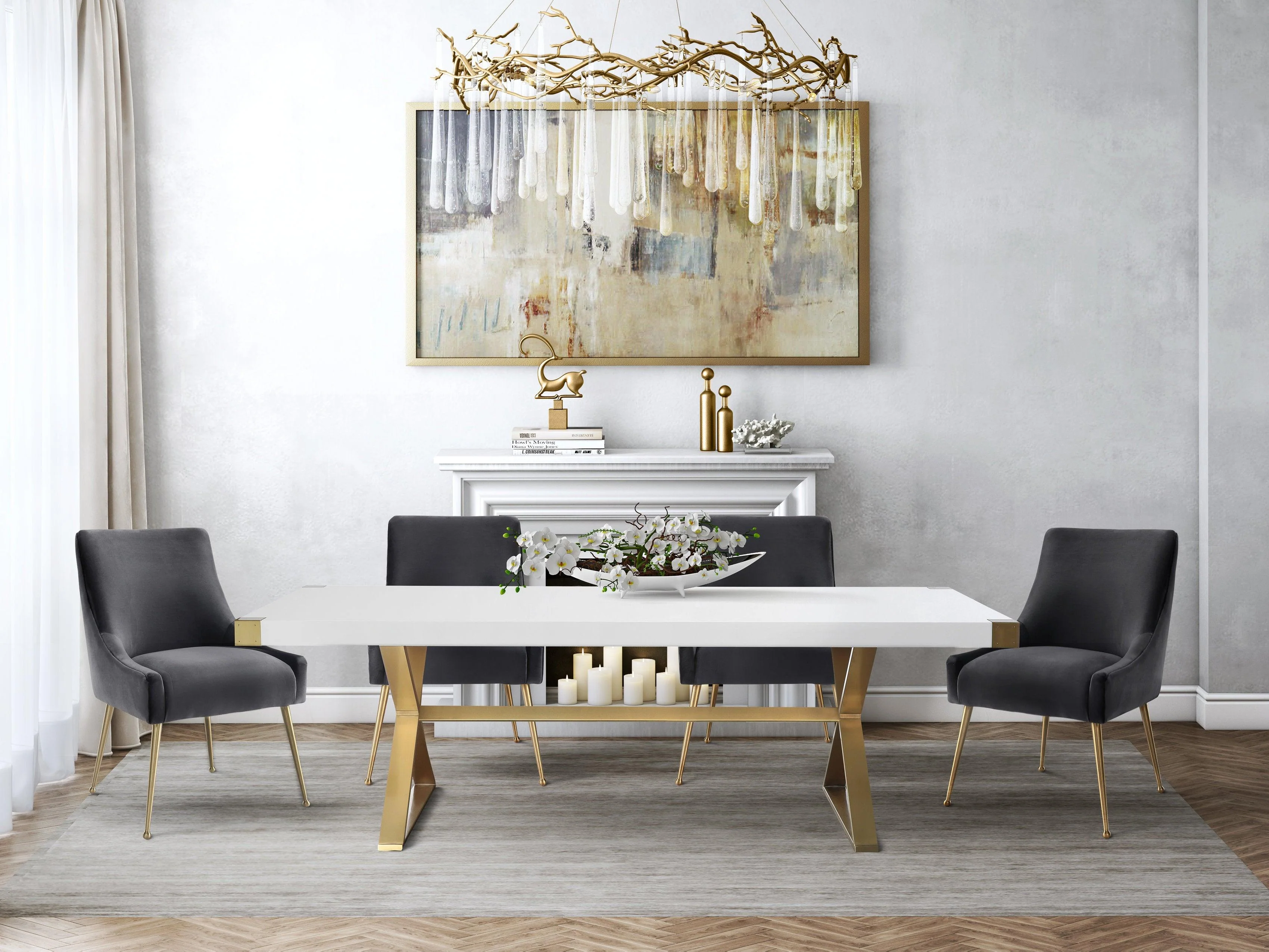 Adeline White Lacquer Dining Table - Frankwebs
