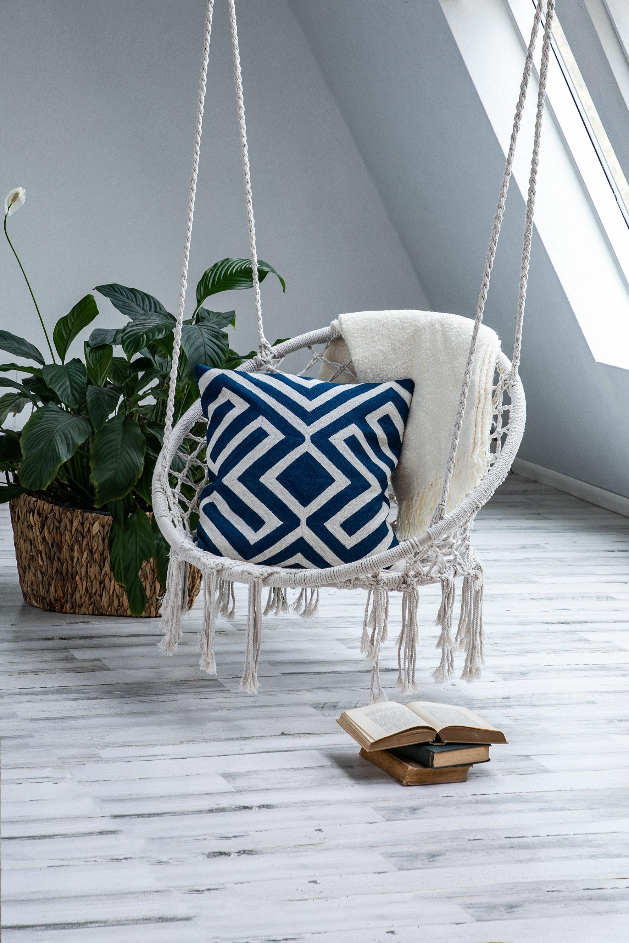Geometric Crewel Cotton Square Cushion - Frankwebs
