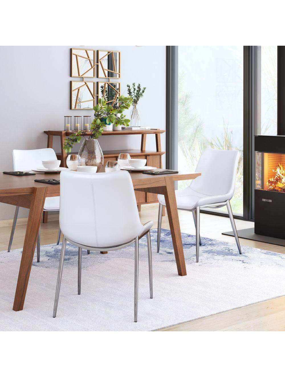 Magnus Dining Chair (Set of 2) White & Silver - Frankwebs