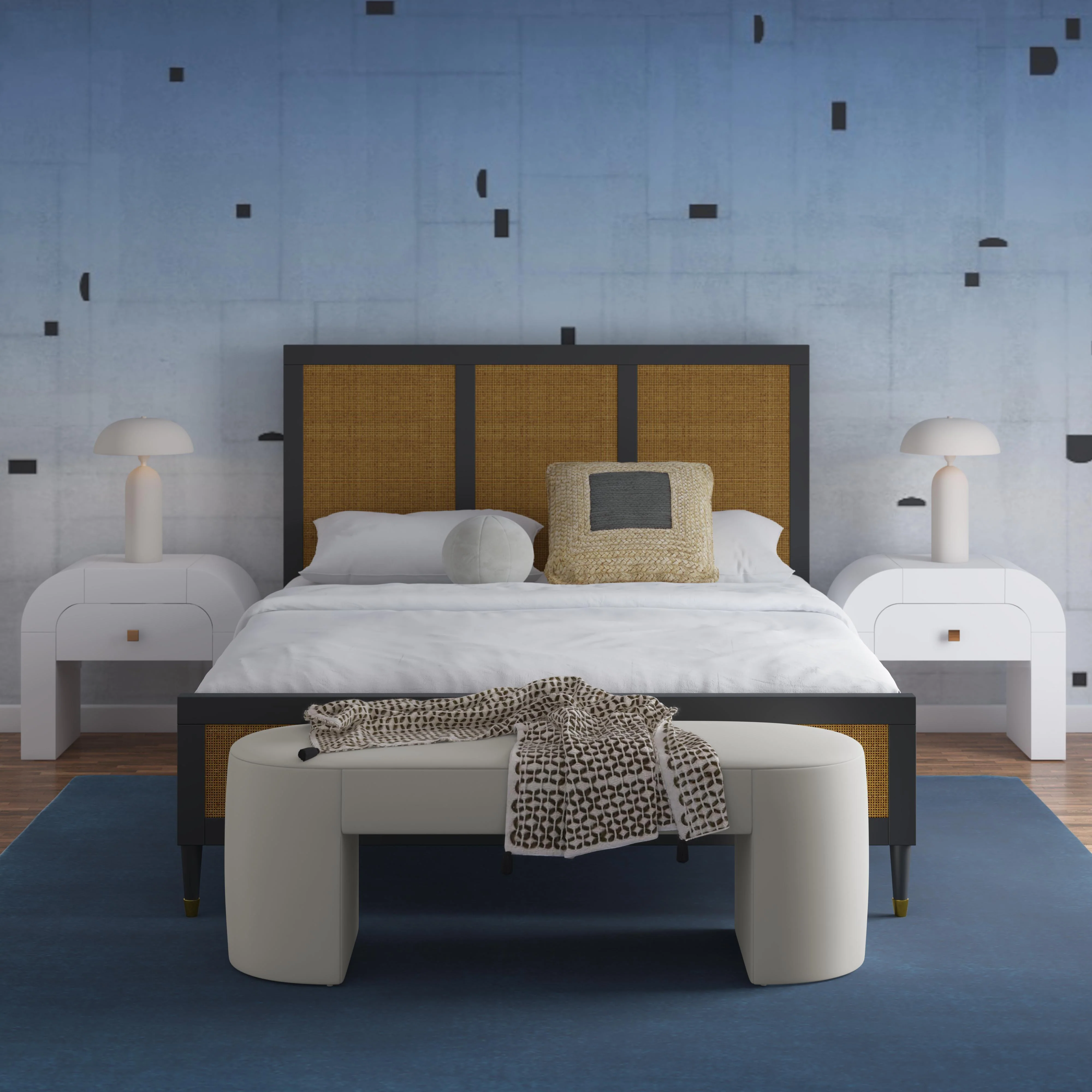 Elena Cream Velvet Bench - Frankwebs