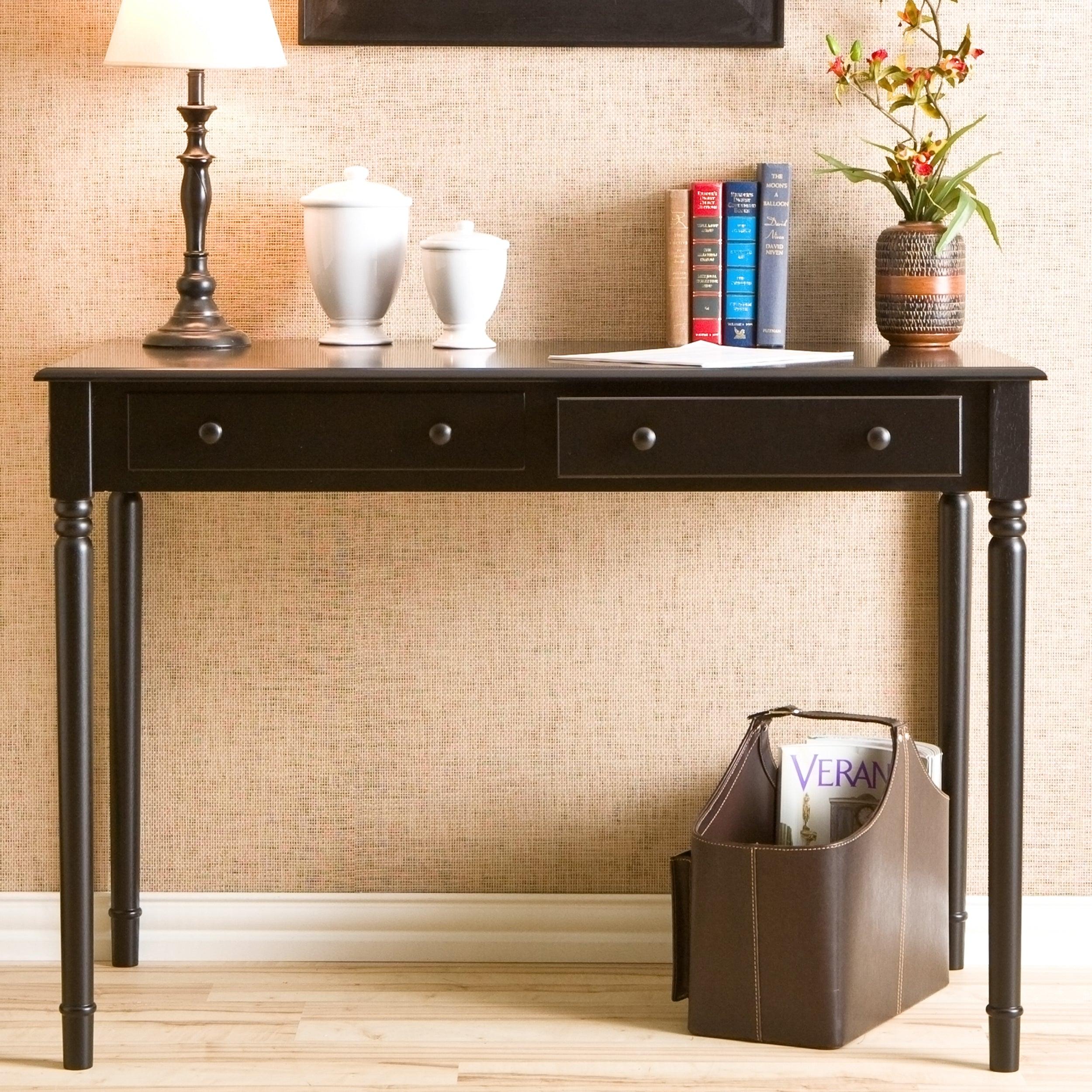 Writing 2-Drawer Desk – Satin Black - Frankwebs