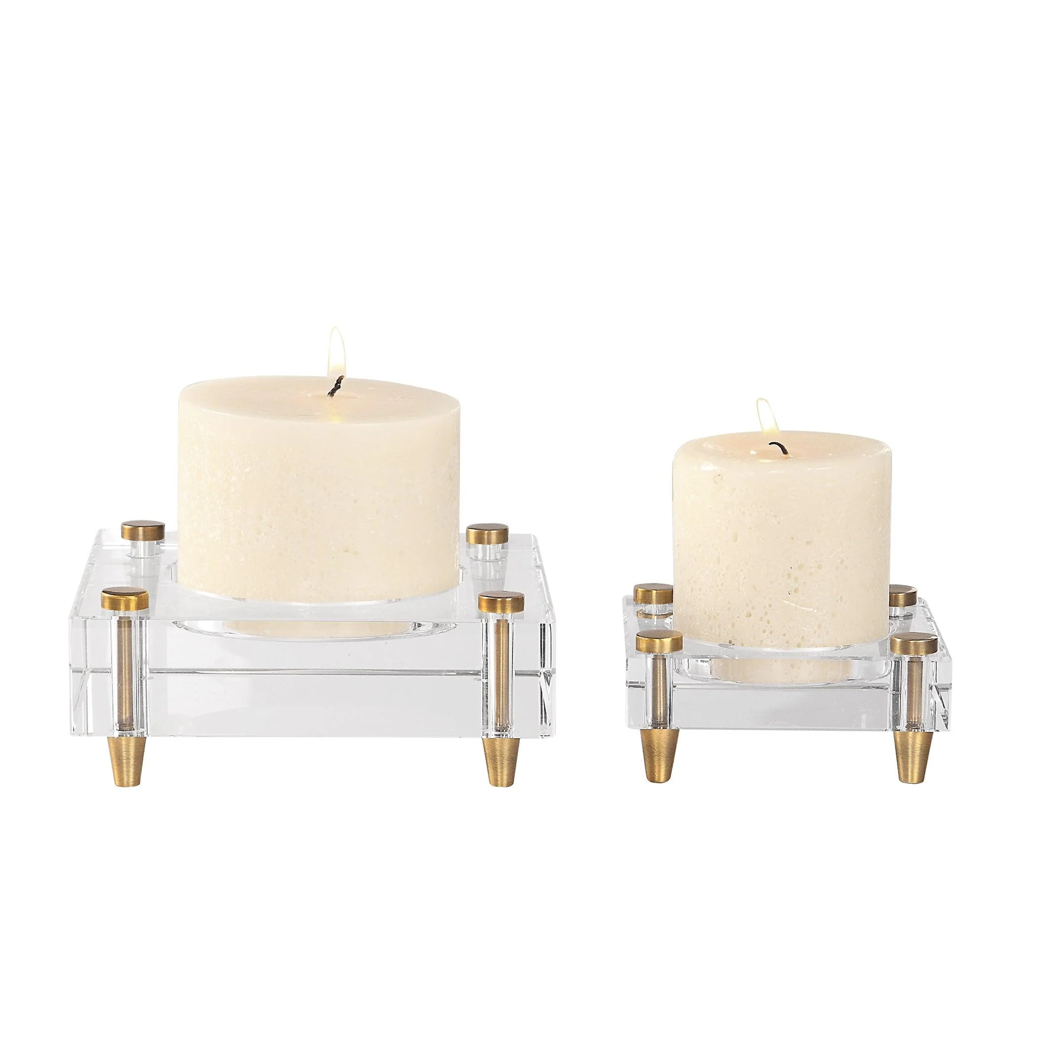 CLAIRE CRYSTAL BLOCK CANDLEHOLDERS, SET OF 2 - Frankwebs