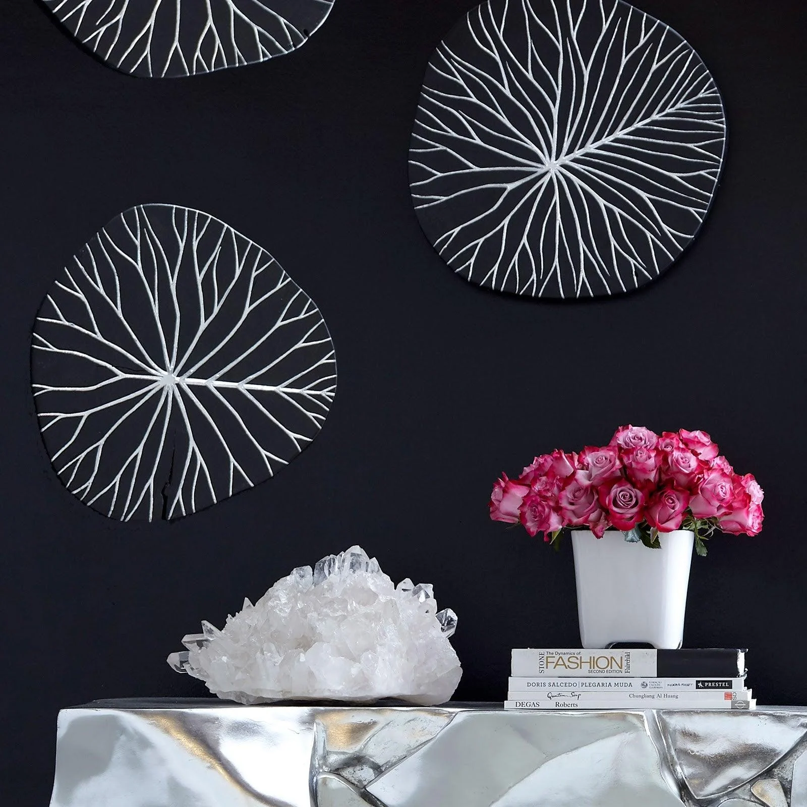 Rivulet Wall Tile, Chamcha Wood, Silver Leaf on Black - Frankwebs