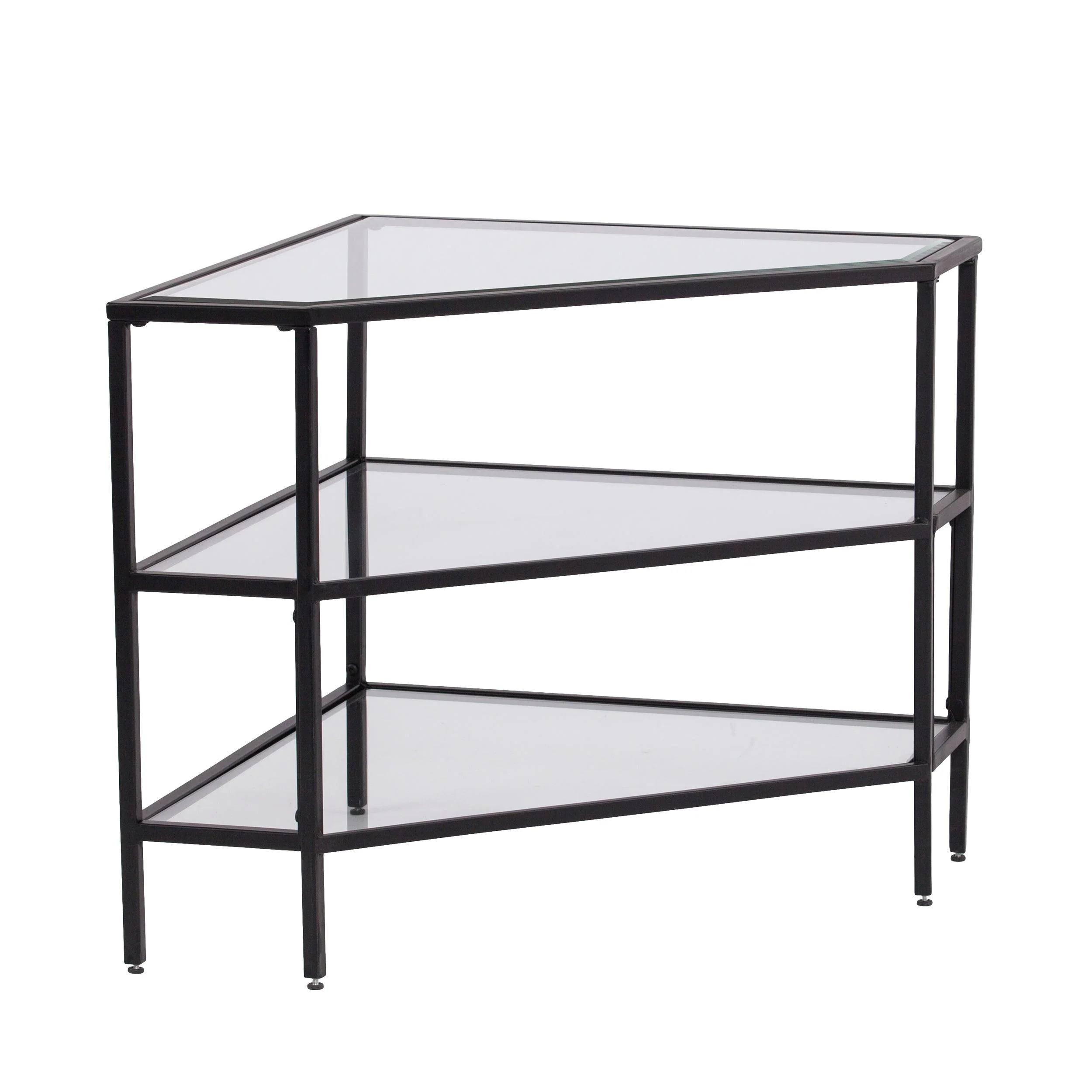 Niles Metal/Glass Corner TV Stand - Black - Frankwebs