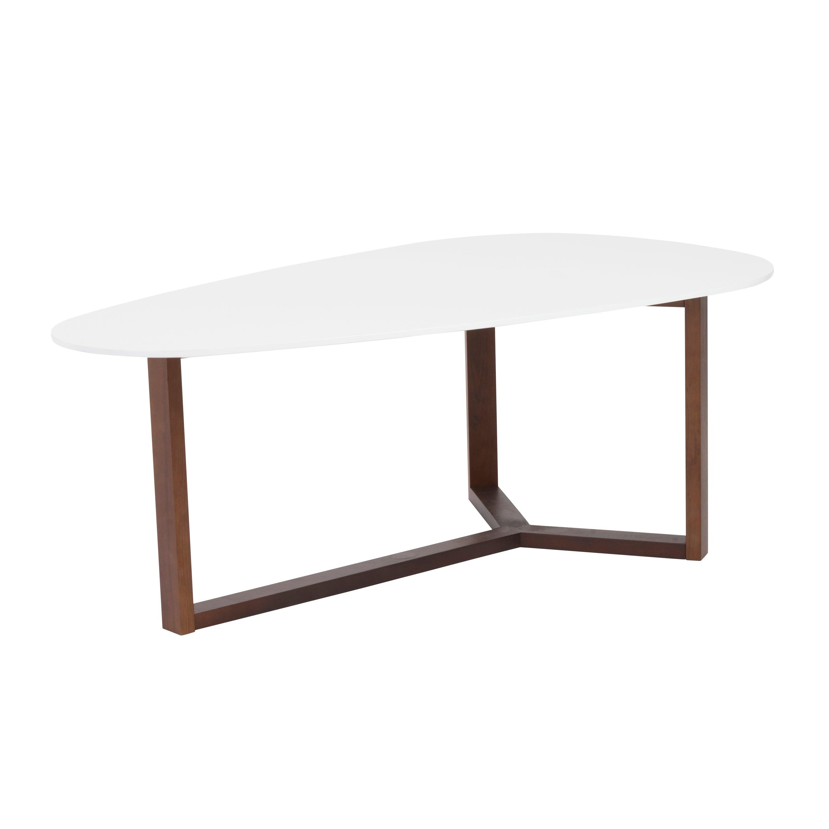 MORTY COFFEE TABLE IN MATTE WHITE WITH DARK WALNUT BASE - Frankwebs