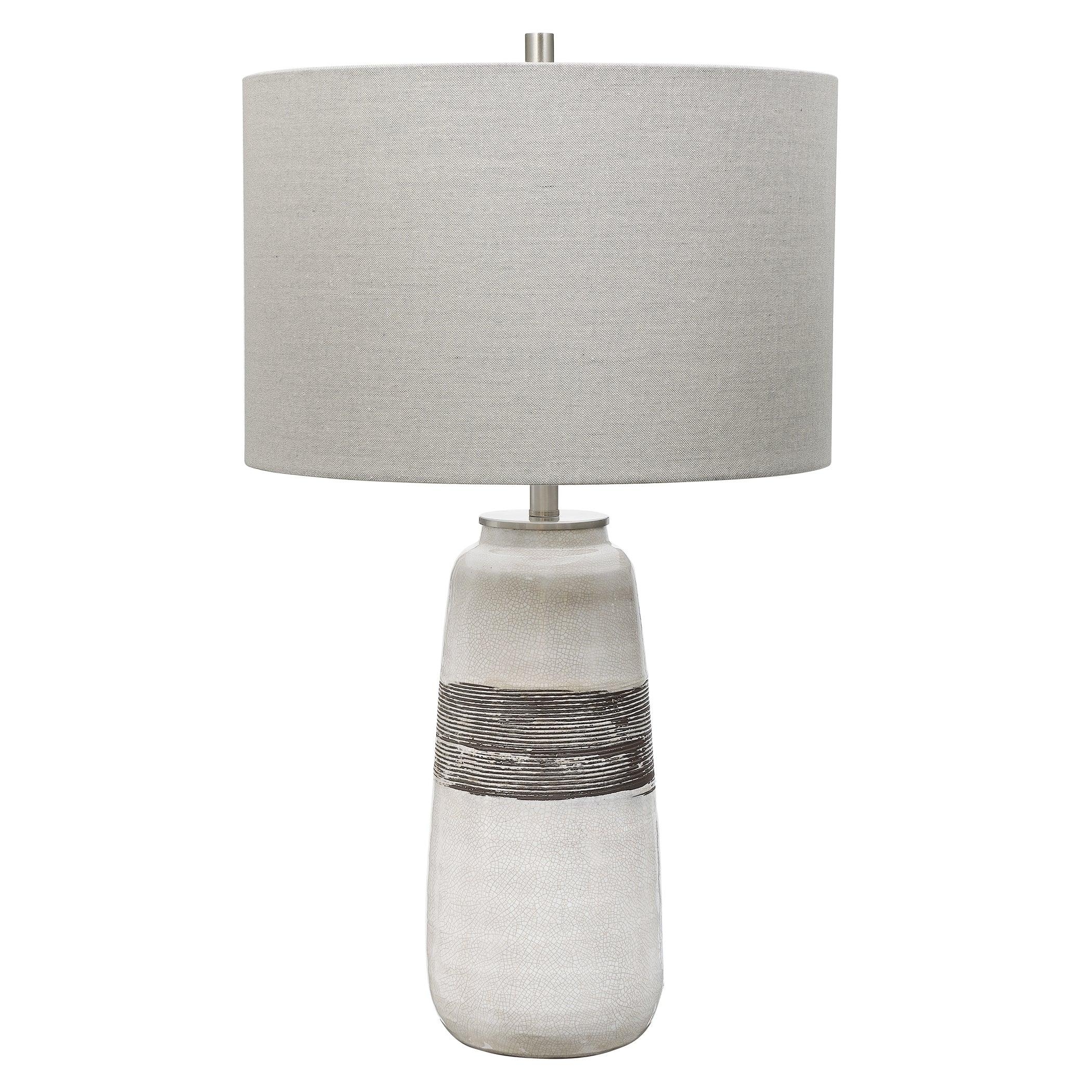 COMANCHE WHITE CRACKLE TABLE LAMP - Frankwebs