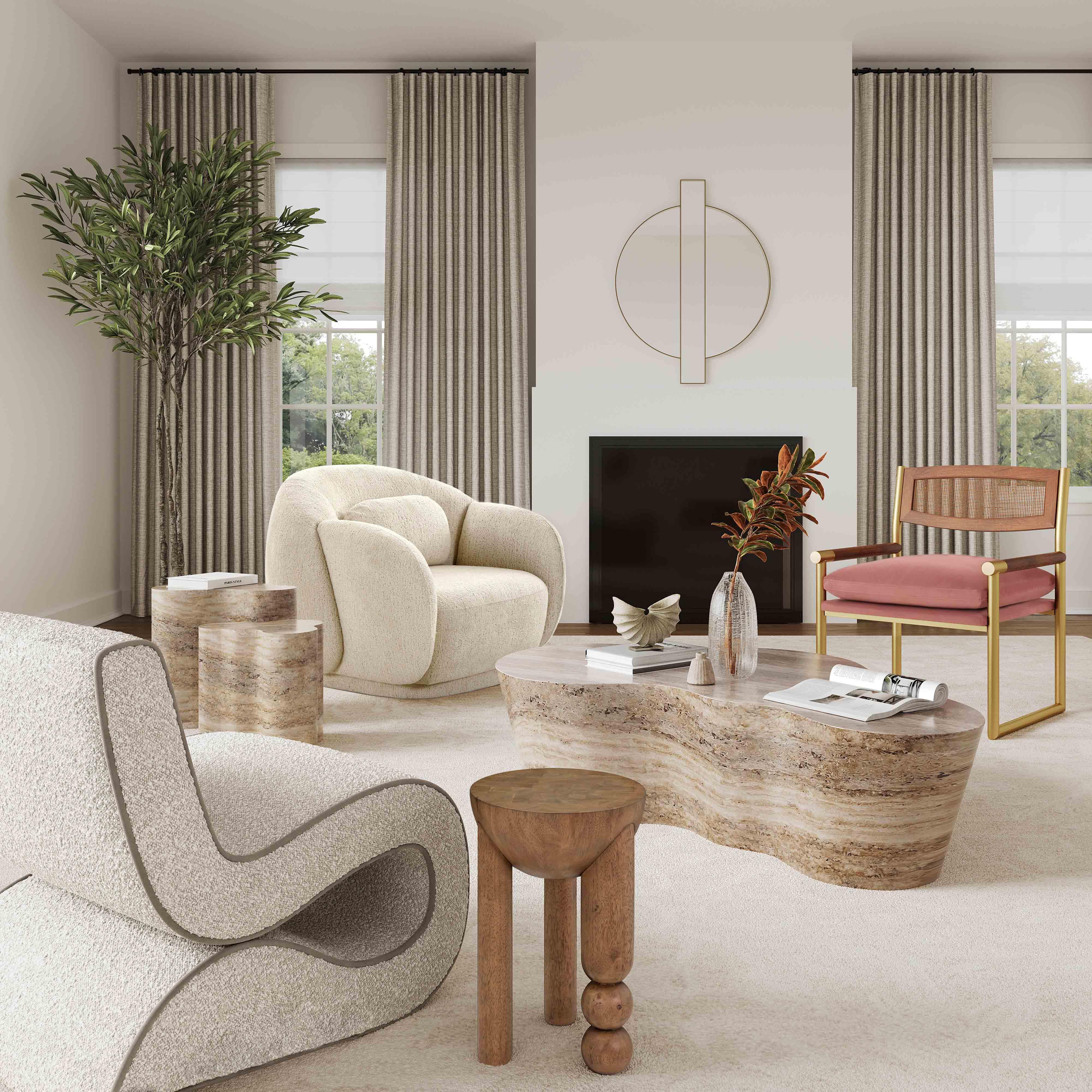 Slab Faux Travertine Short Side Table - Frankwebs