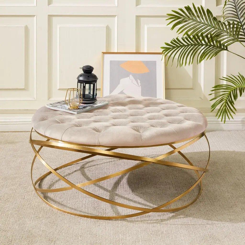 RUMI TUFTED VELVET OTTOMAN - Frankwebs
