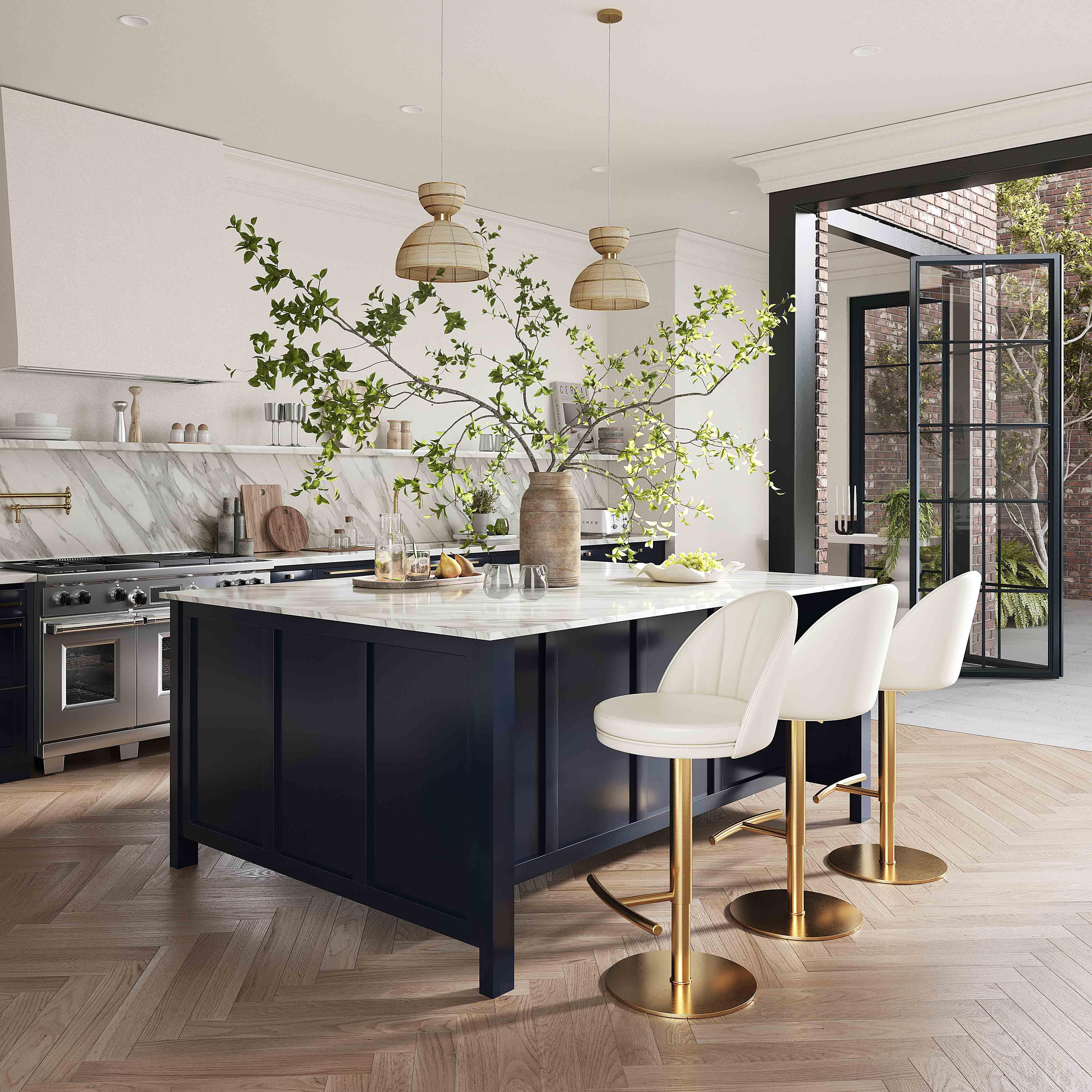 Venus Cream and Gold Adjustable Swivel Stool - Frankwebs