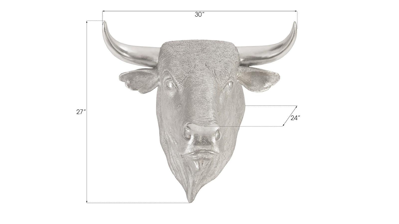 Spanish Fighting Bull Wall Art, Resin, Silver Leaf - Frankwebs