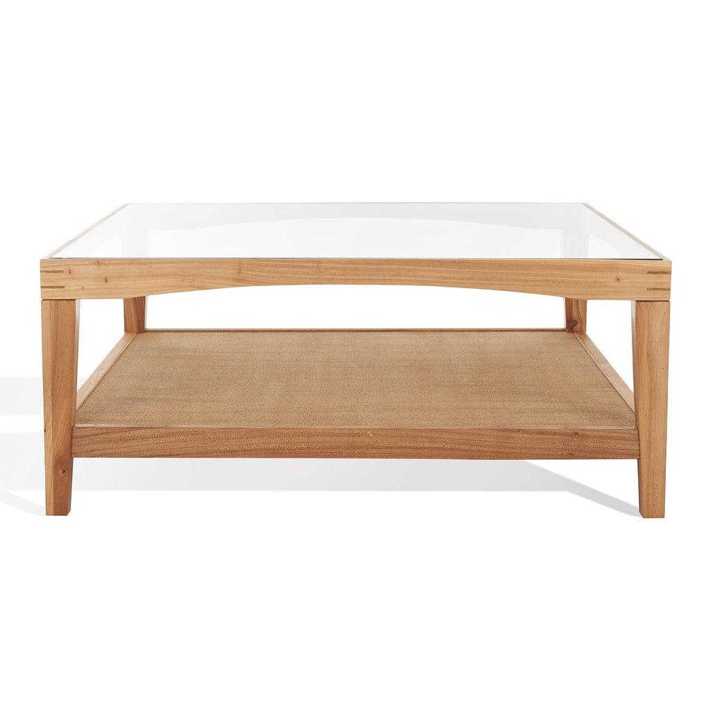 NICOLELLA SQUARE GLASS AND LINEN COFFEE TABLE - Frankwebs