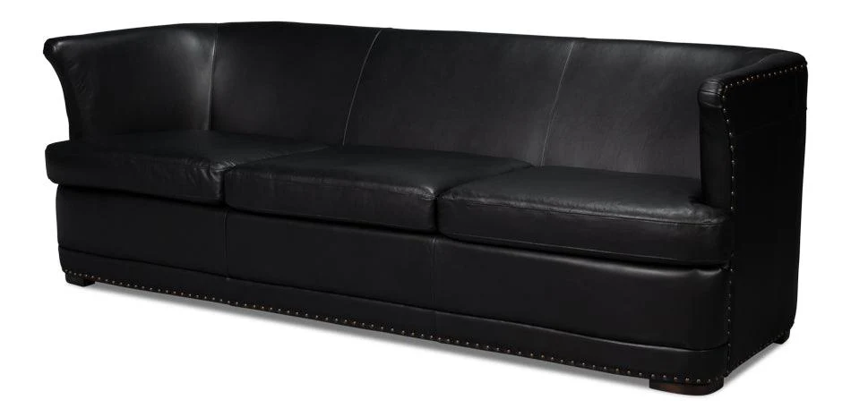 Mcmillan Distilled Leather Sofa Onyx Blk - Frankwebs