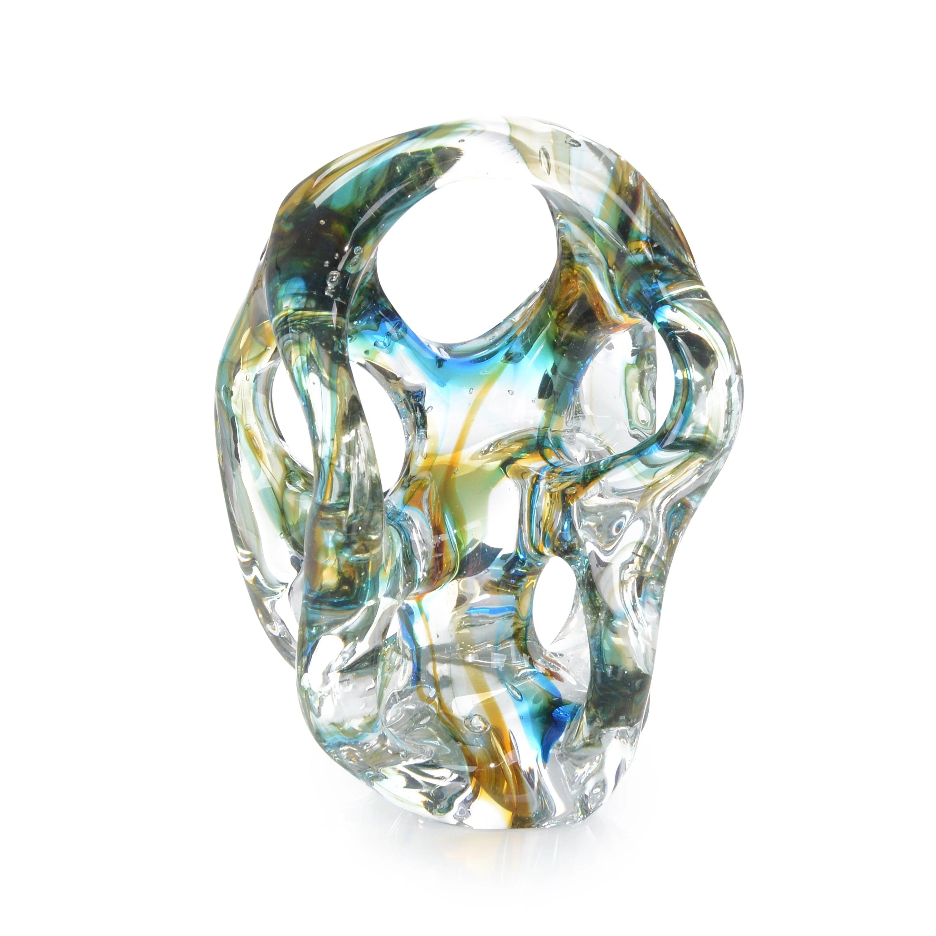 Azure Blue and Yellow Handblown Glass Sculpture I - Frankwebs