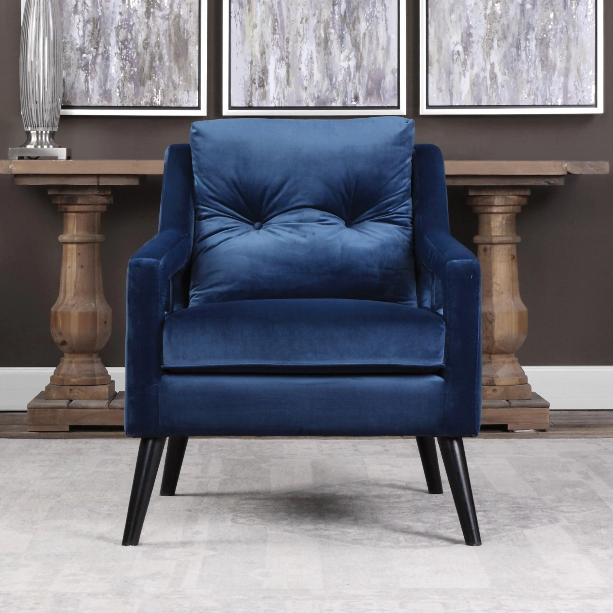 O'Brien Blue Velvet Armchair - Frankwebs
