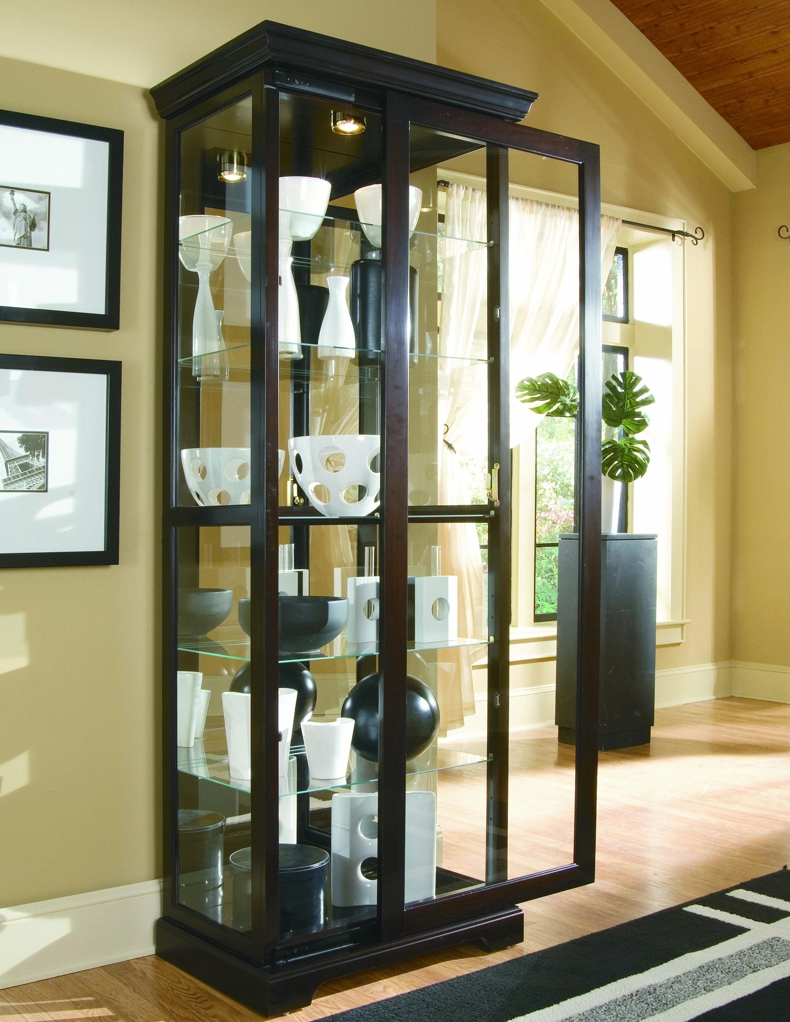 Tall 5 Shelf Curio Cabinet-Sliding Door - Frankwebs