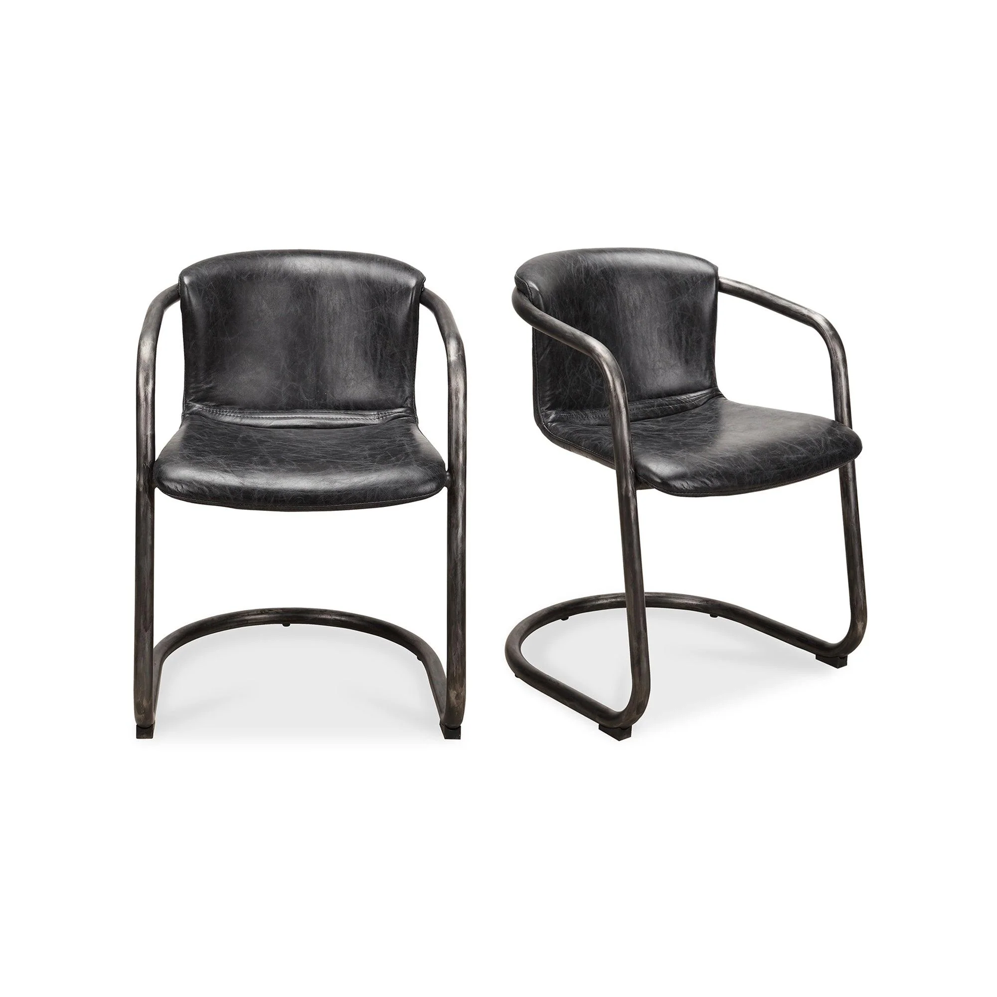 Freeman Dining Chair Onyx Black Leather  - Set Of Two - Frankwebs