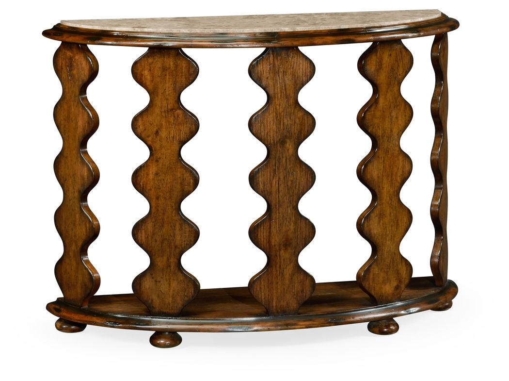 Demilune Console Table in Rustic Walnut - Frankwebs