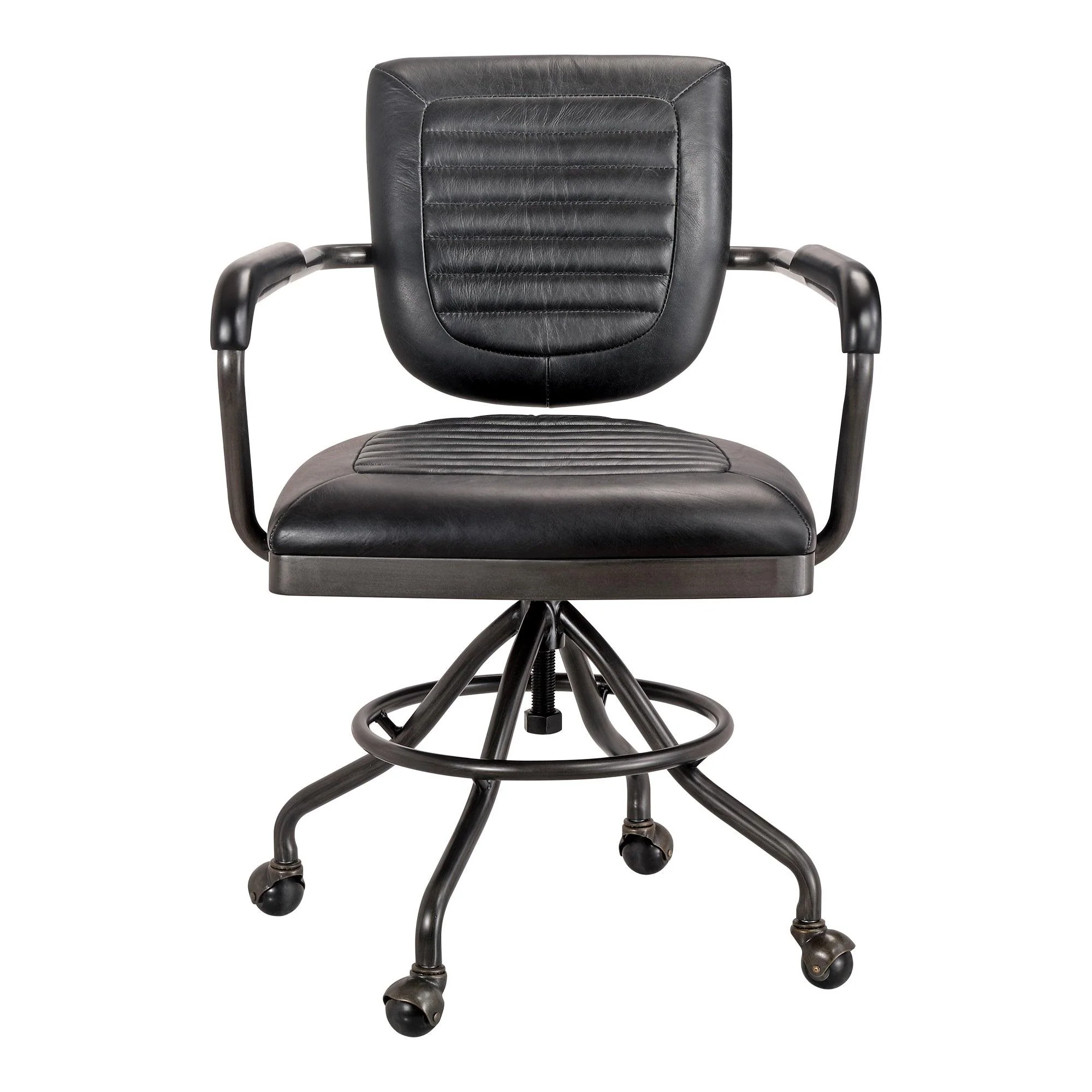 Foster Swivel Desk Chair Onyx Black Leather - Frankwebs