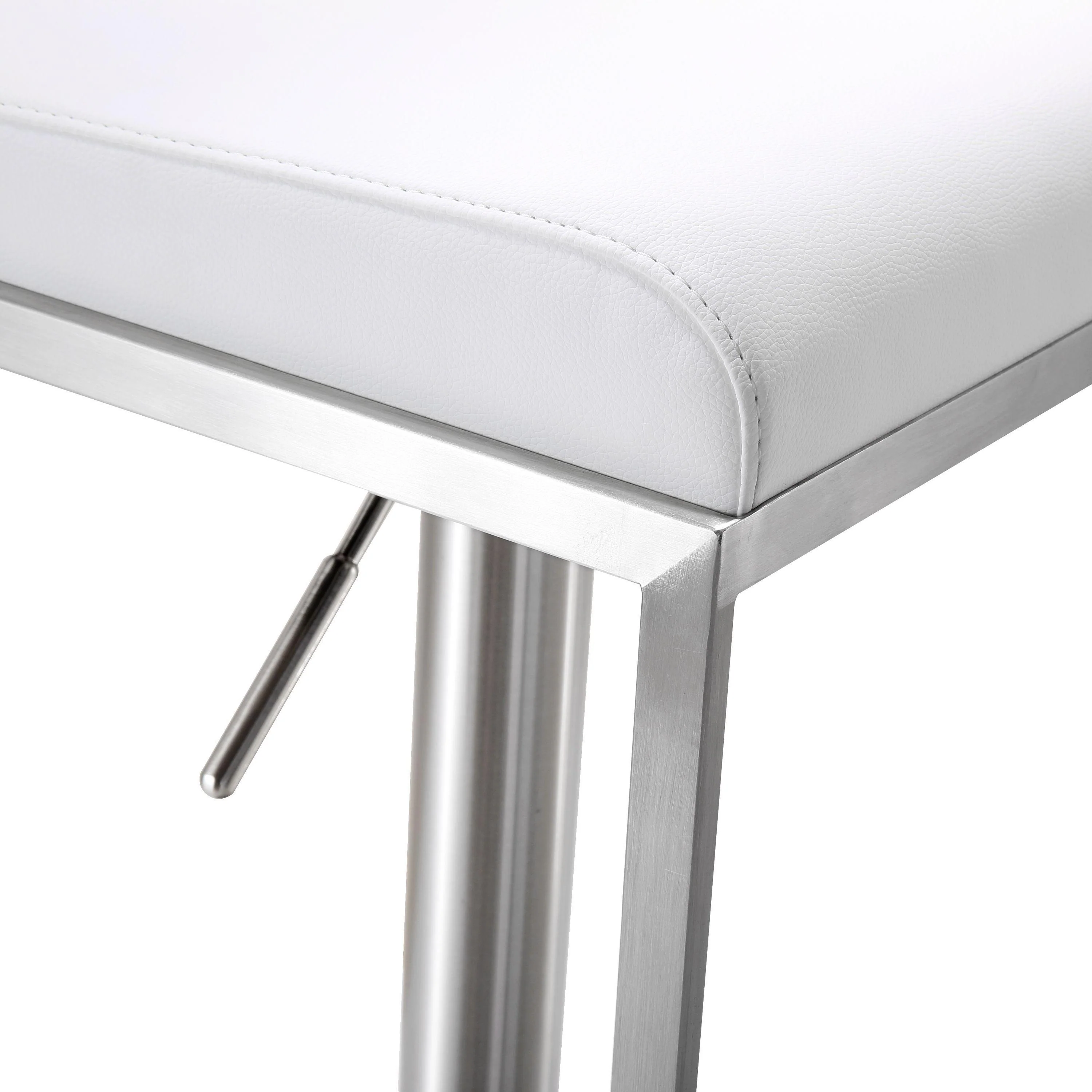 Amalfi White Vegan Leather Adjustable Stool - Frankwebs