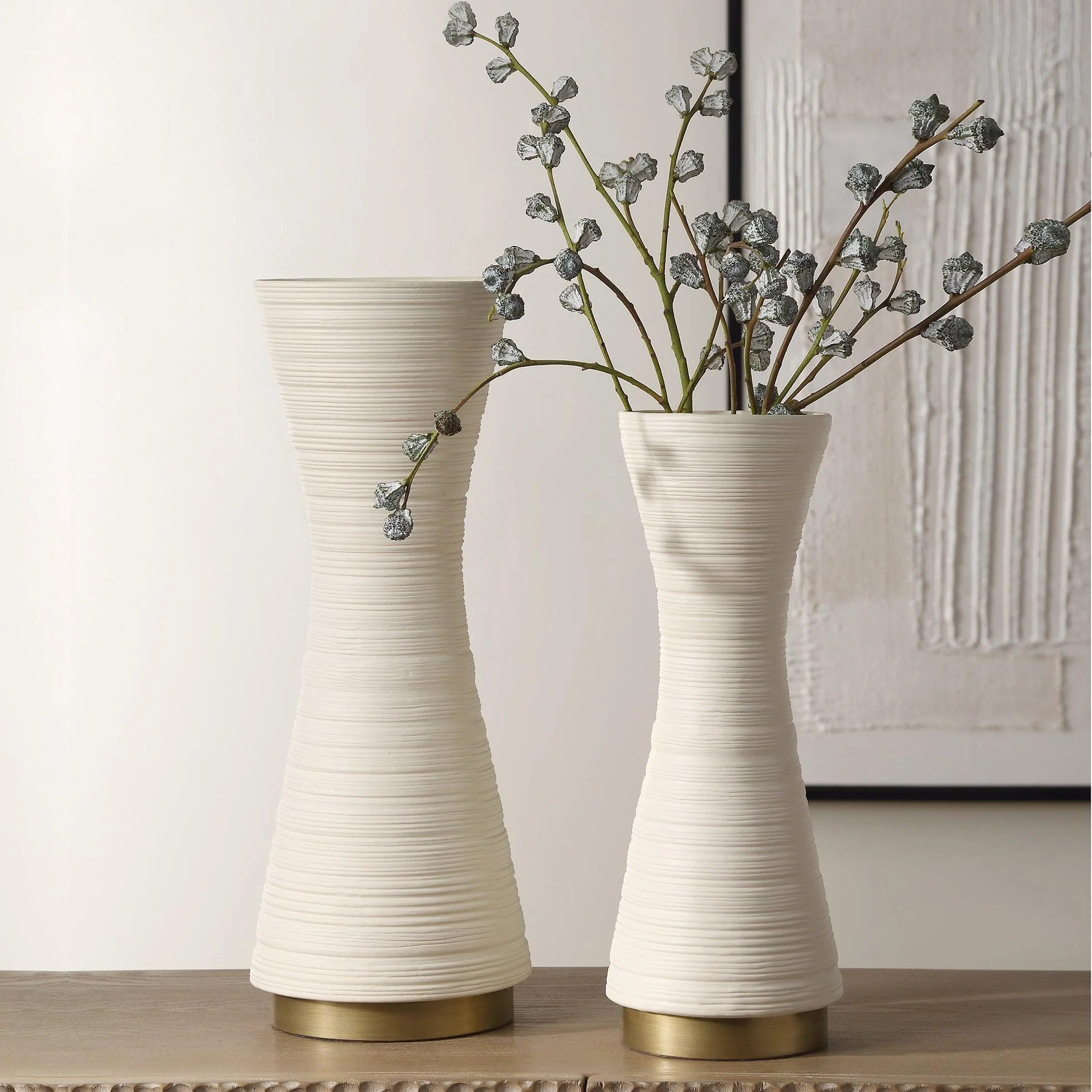 Ridgeline White Vases, S/2 - Frankwebs