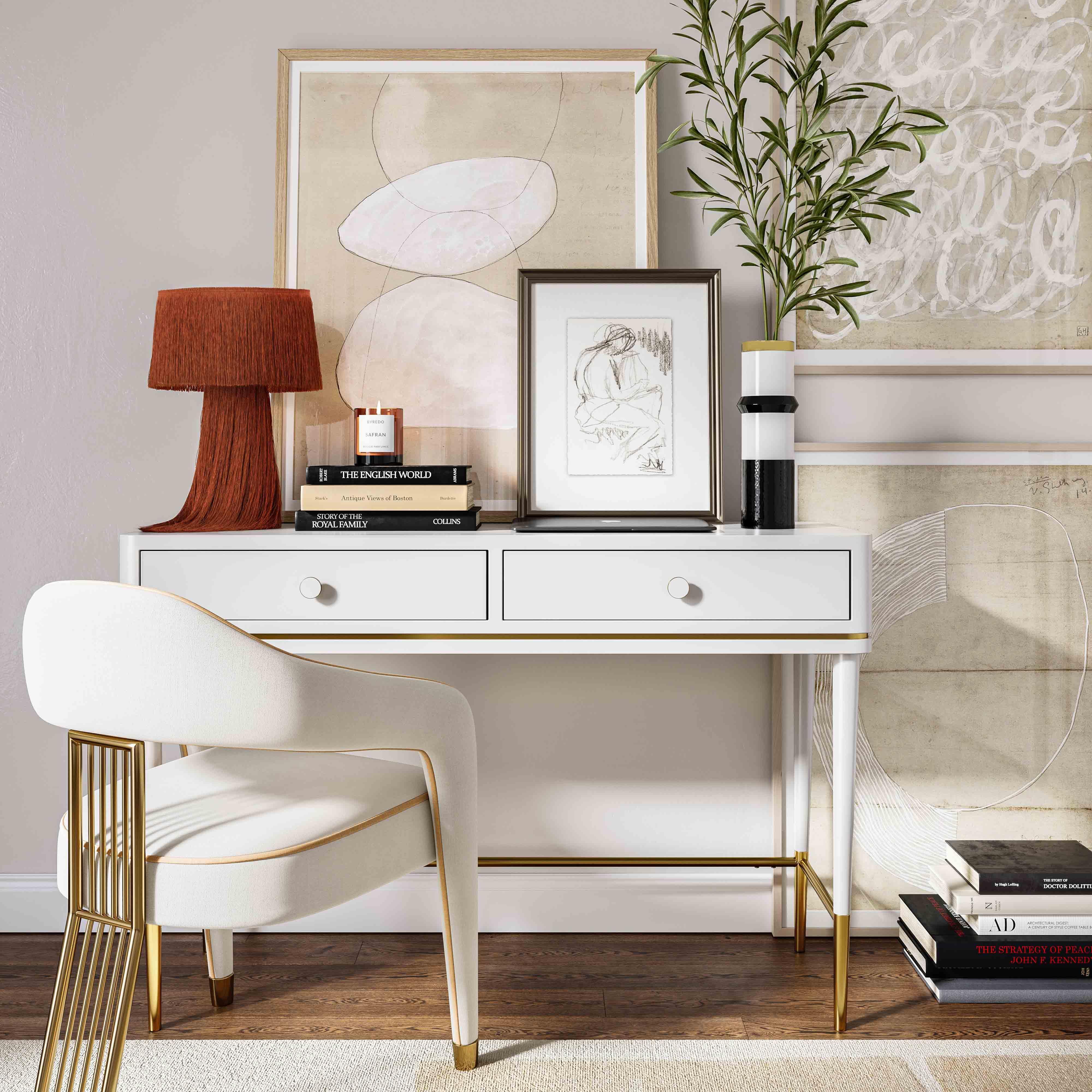 Mariah Two Drawer Off-White Desk - Frankwebs