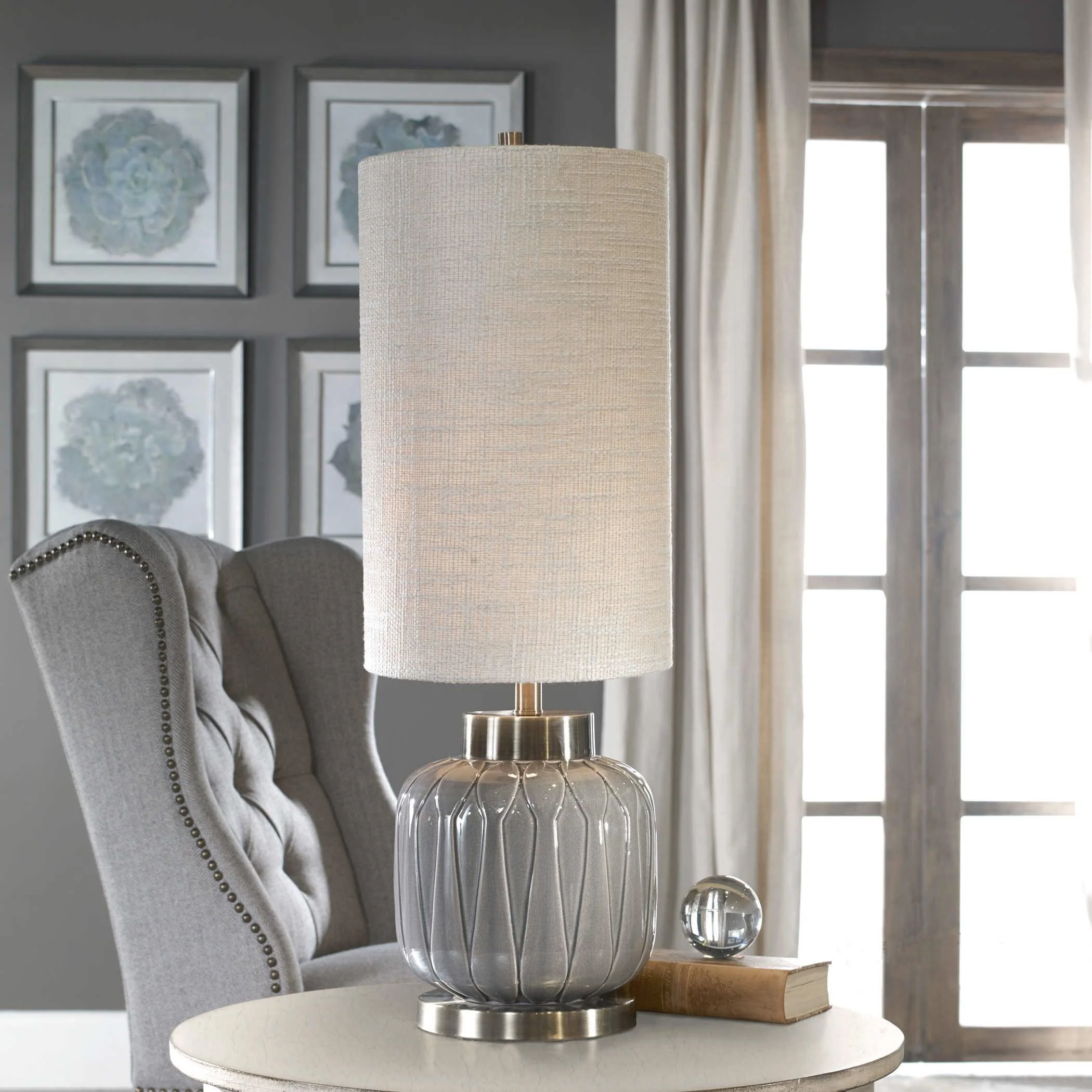 Zahlia Aged Gray Ceramic Lamp - Frankwebs