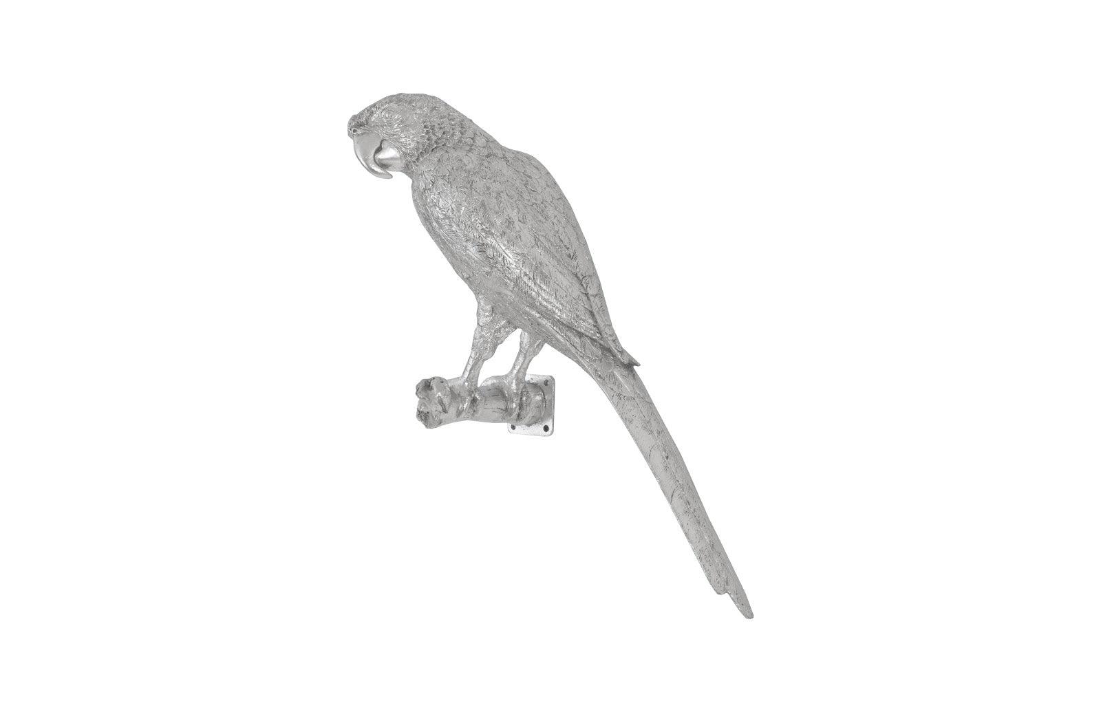 Parrot Looking Left Wall Art, Resin, Silver Leaf - Frankwebs