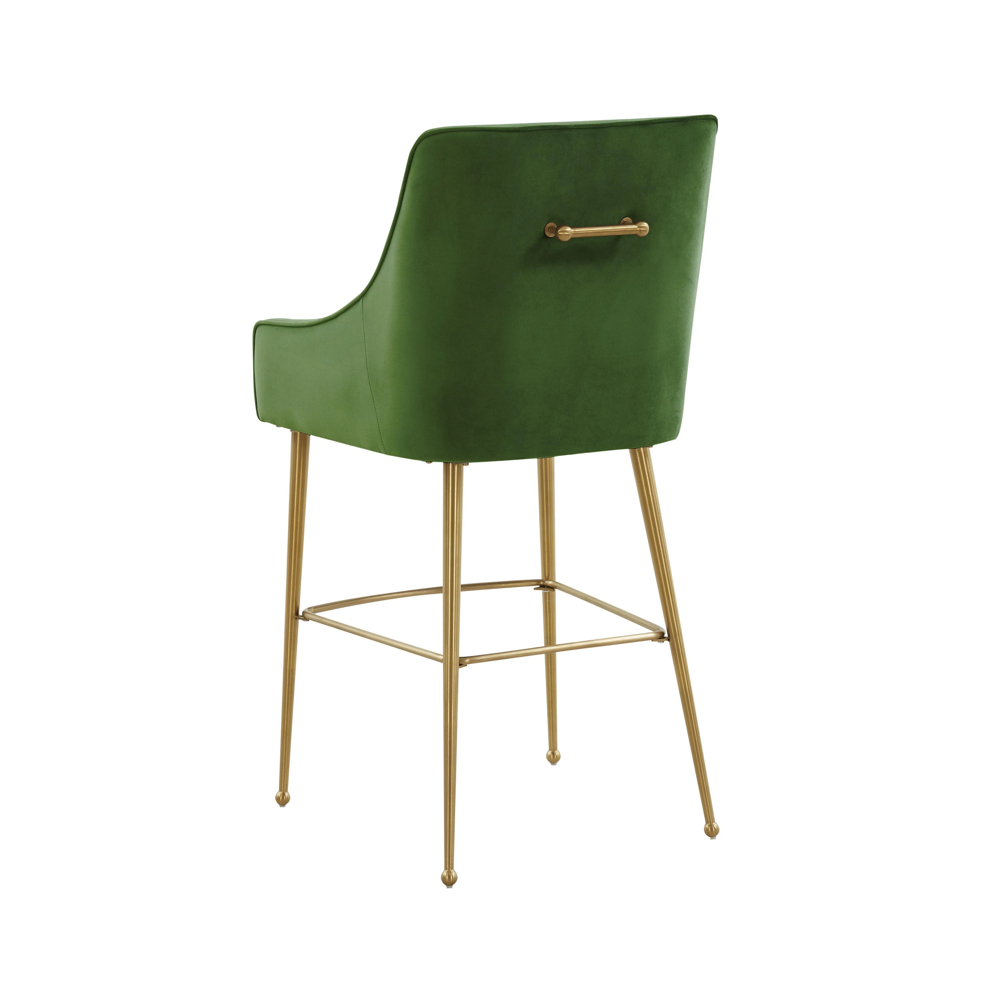 Beatrix Green Velvet Bar Stool - Gold Legs - Frankwebs