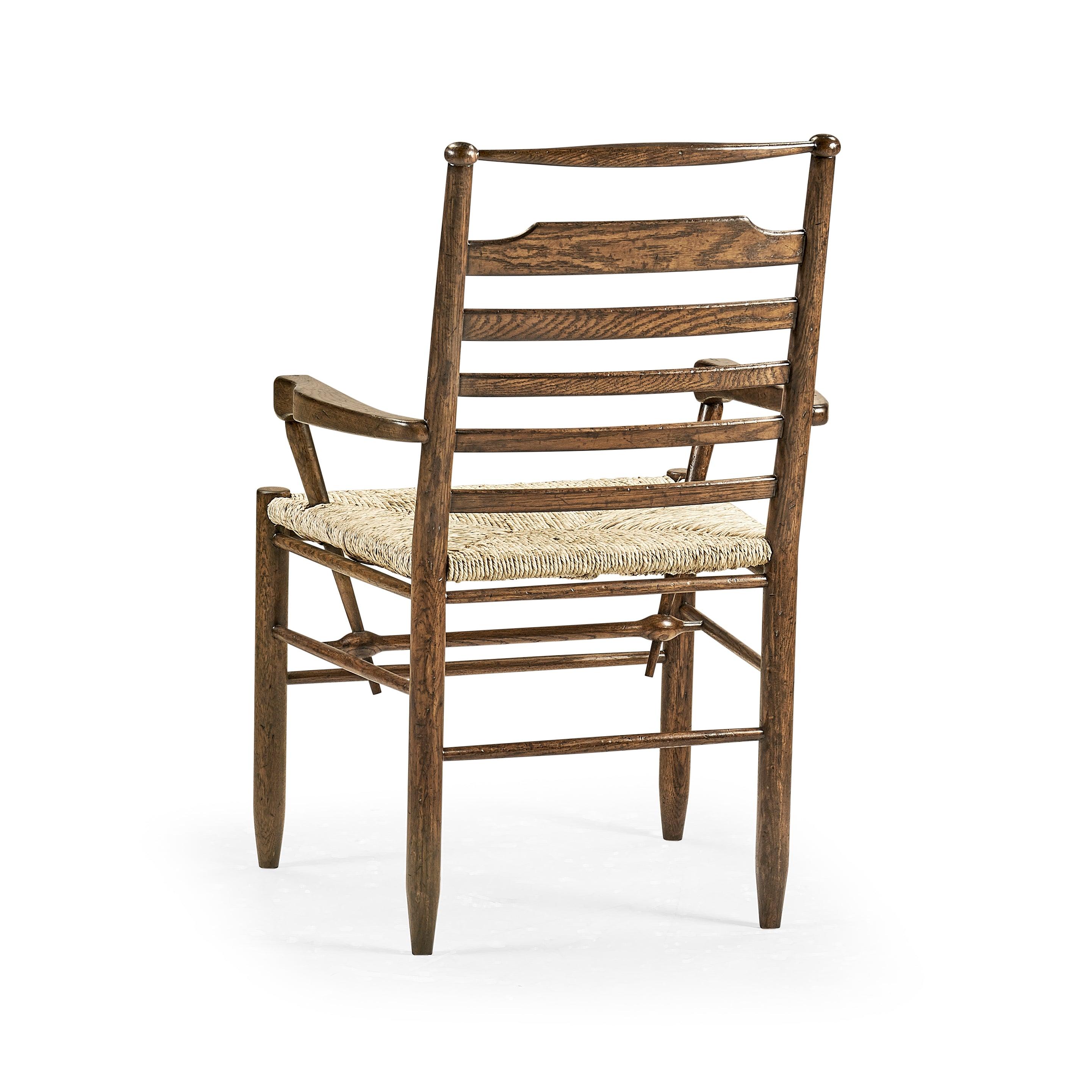 Buckingham Buckingham Dark Oak Ladder Back Arm Chair - Set of 2 - Frankwebs