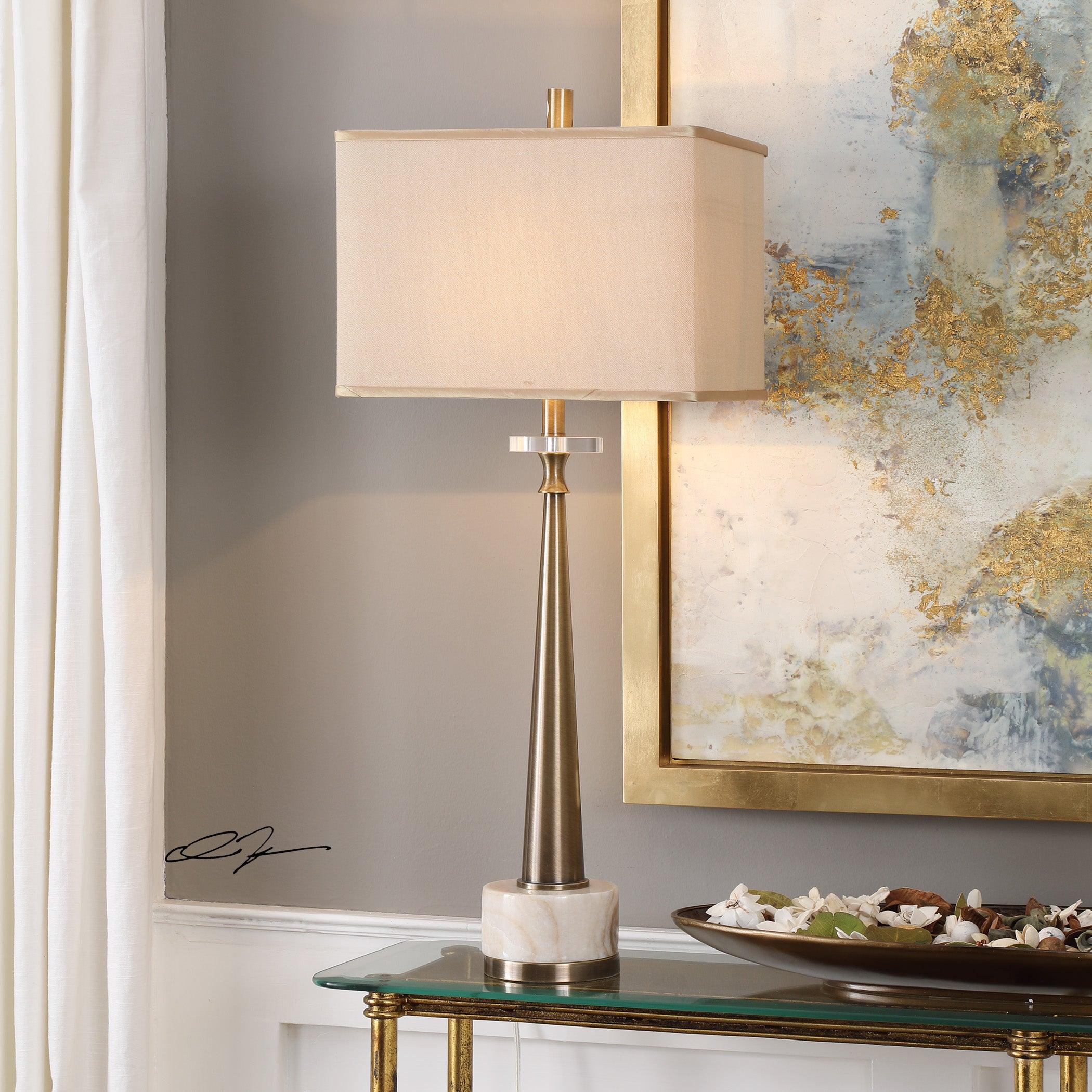 VERNER TAPERED BRASS TABLE LAMP - Frankwebs