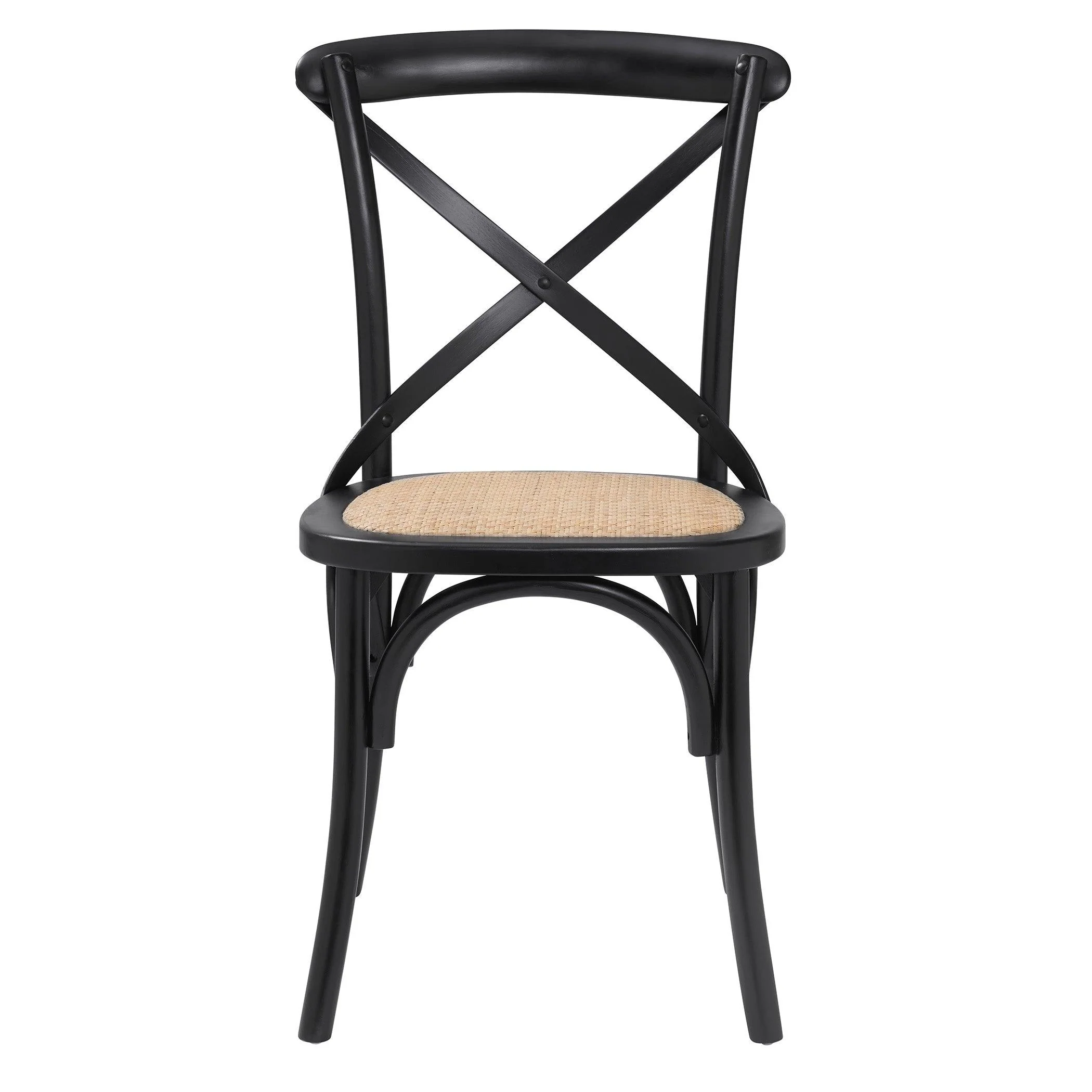 Neyo Side Chair in Black with Natural Rattan Seat - Set of 2 - Frankwebs