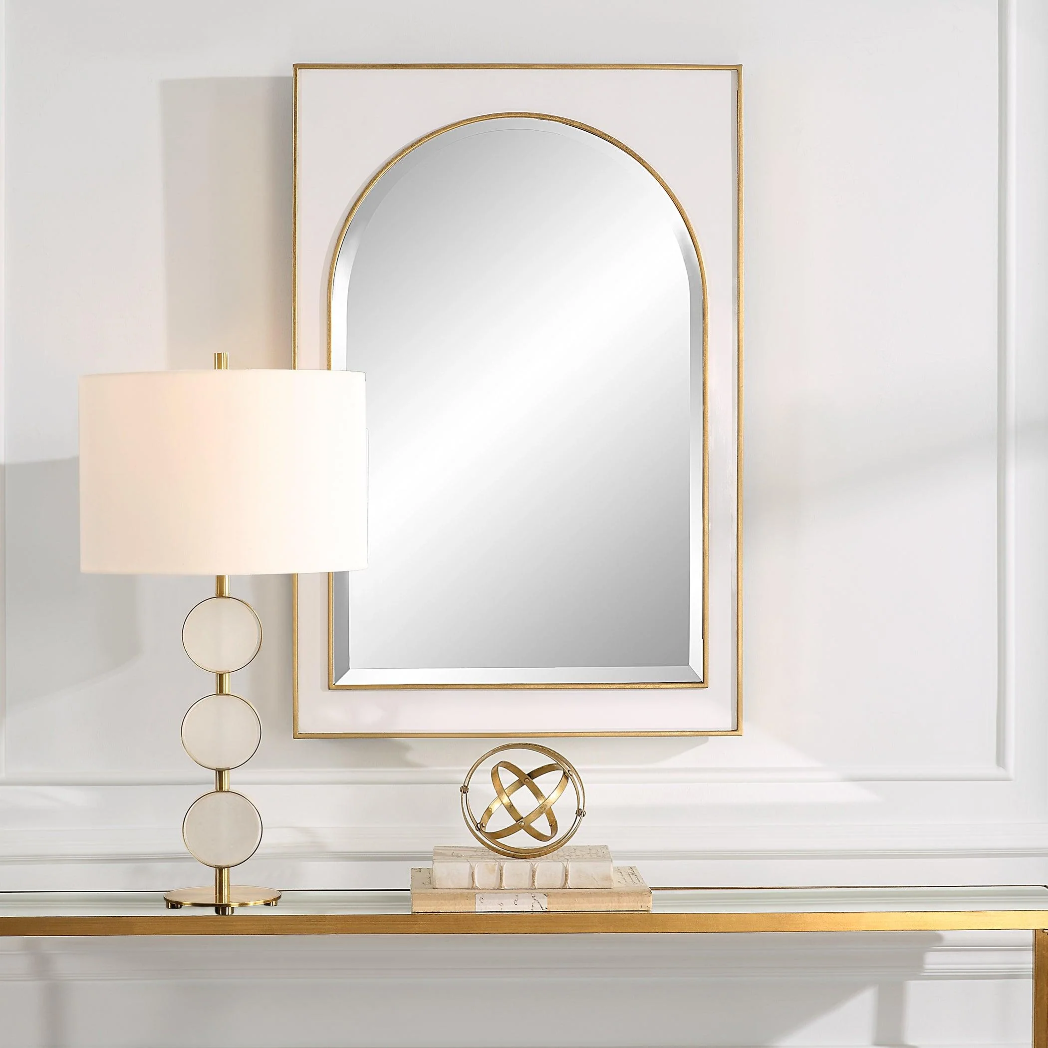 Crisanta Gloss White Arch Mirror - Frankwebs