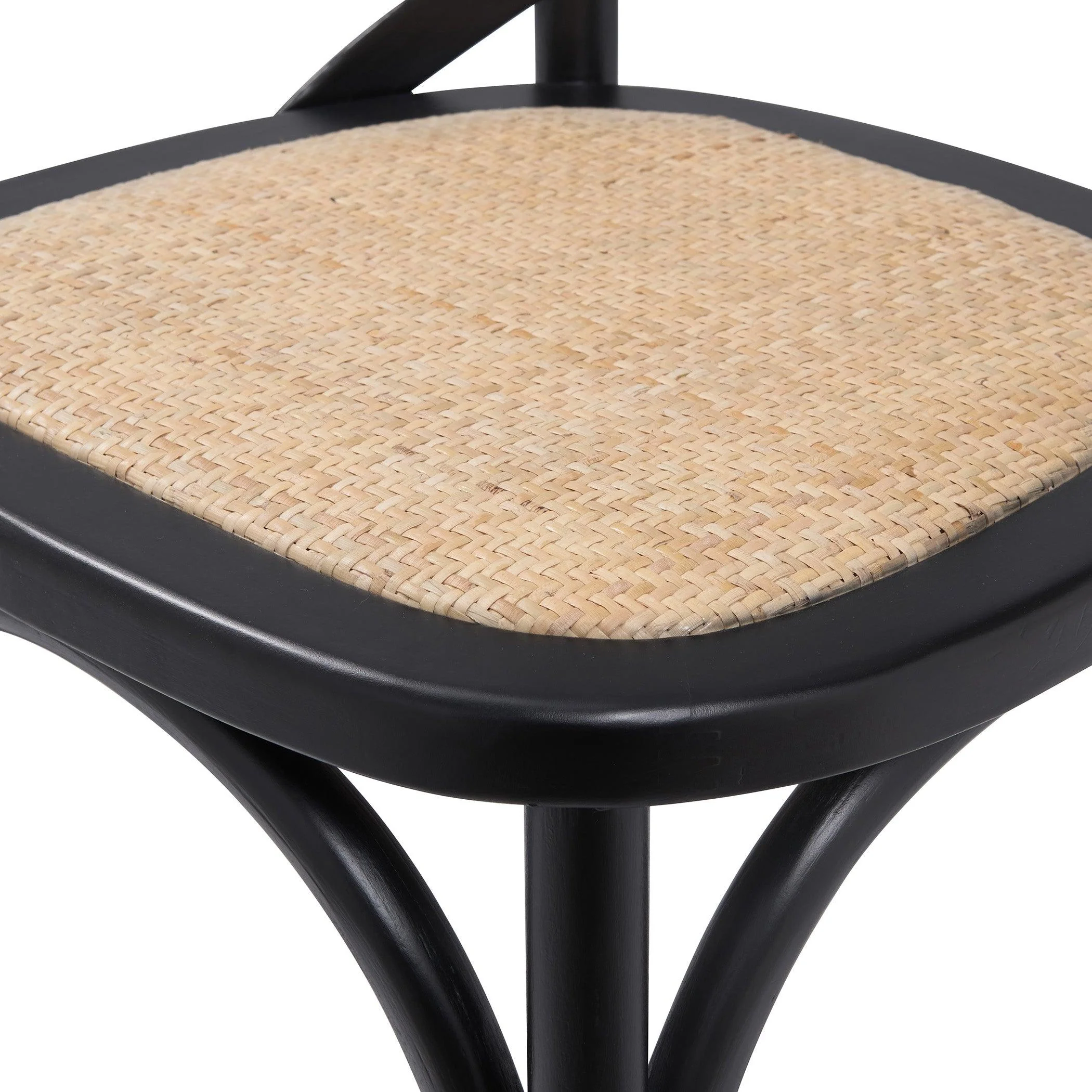 Neyo Side Chair in Black with Natural Rattan Seat - Set of 2 - Frankwebs