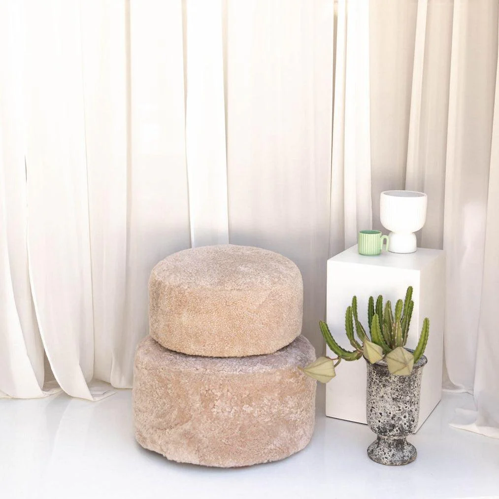 Shorn Curly Sheepskin Ottoman - Frankwebs