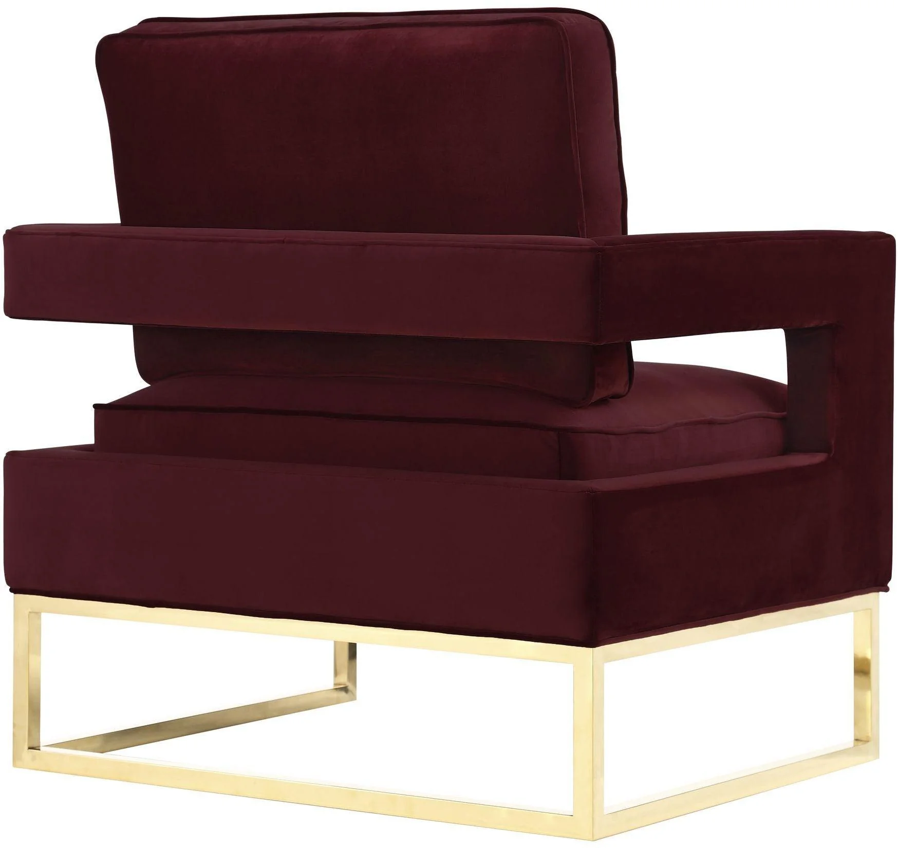 Avery Maroon Velvet Chair With Polished Gold Base - Frankwebs