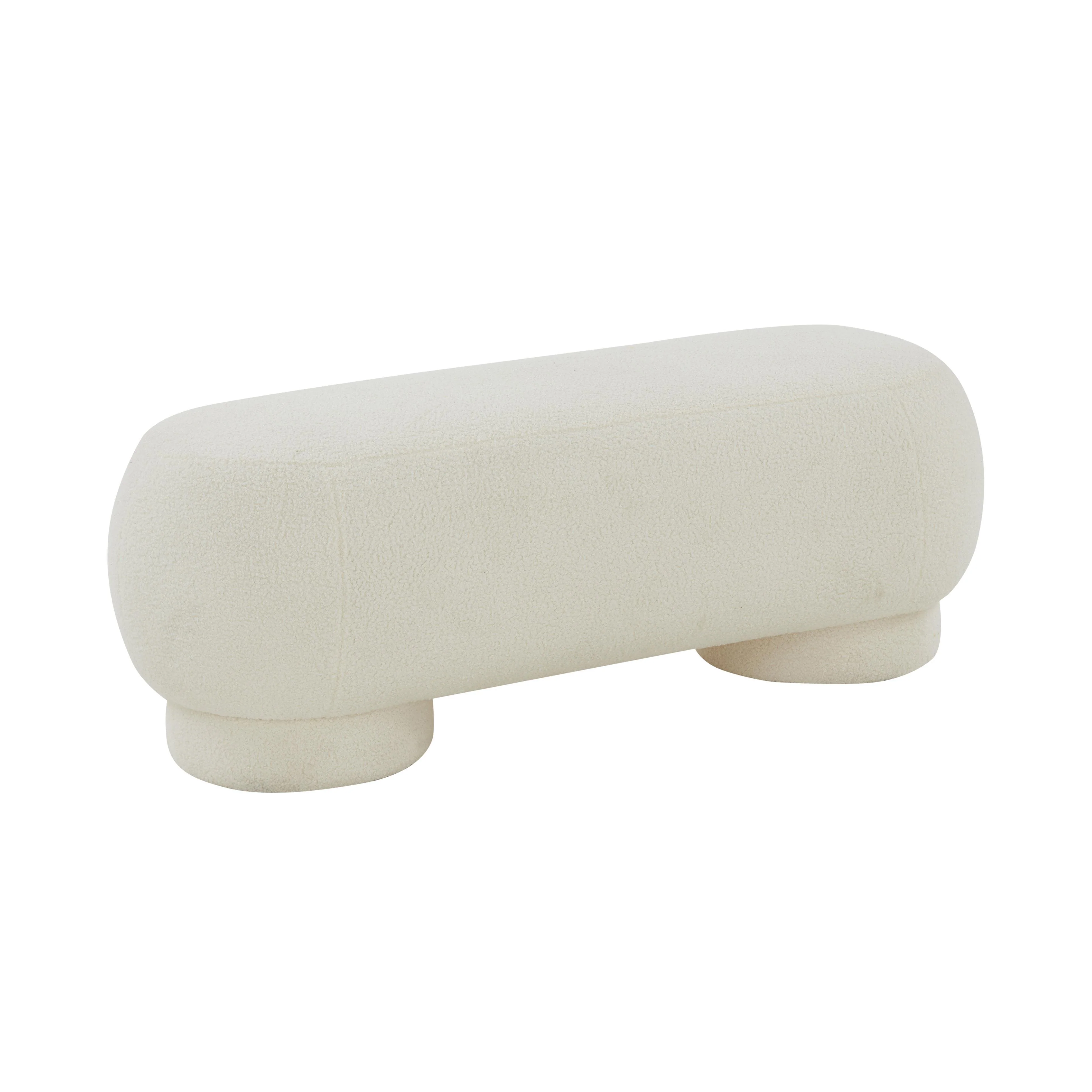 Mara Cream Vegan Shearling Ottoman - Frankwebs