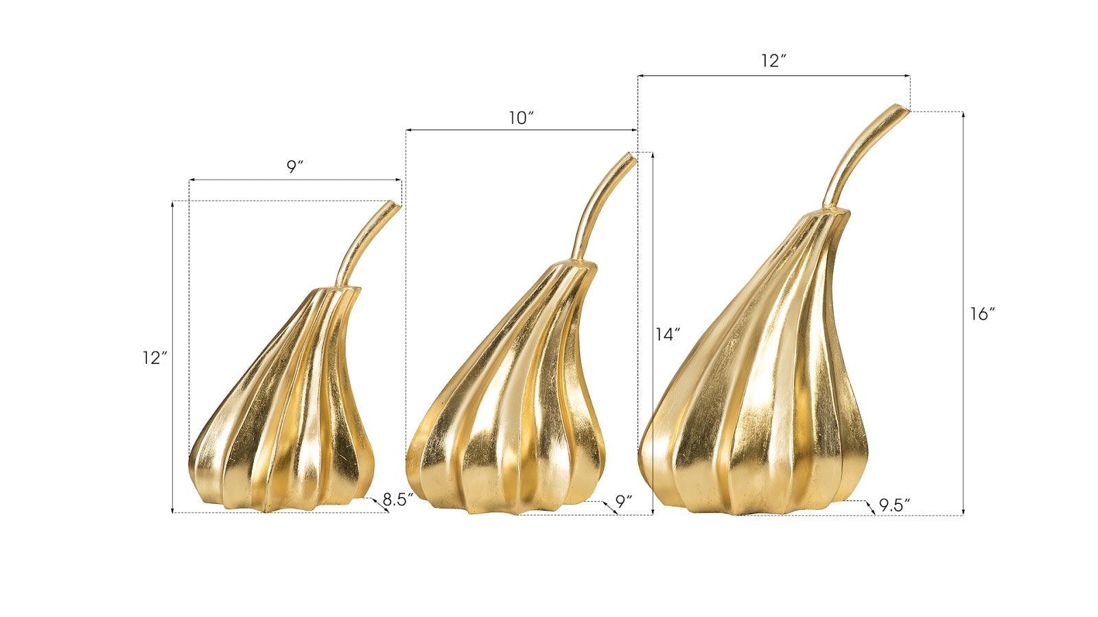 Hand Dipped Pears Set of 3, Gold Leaf - Frankwebs