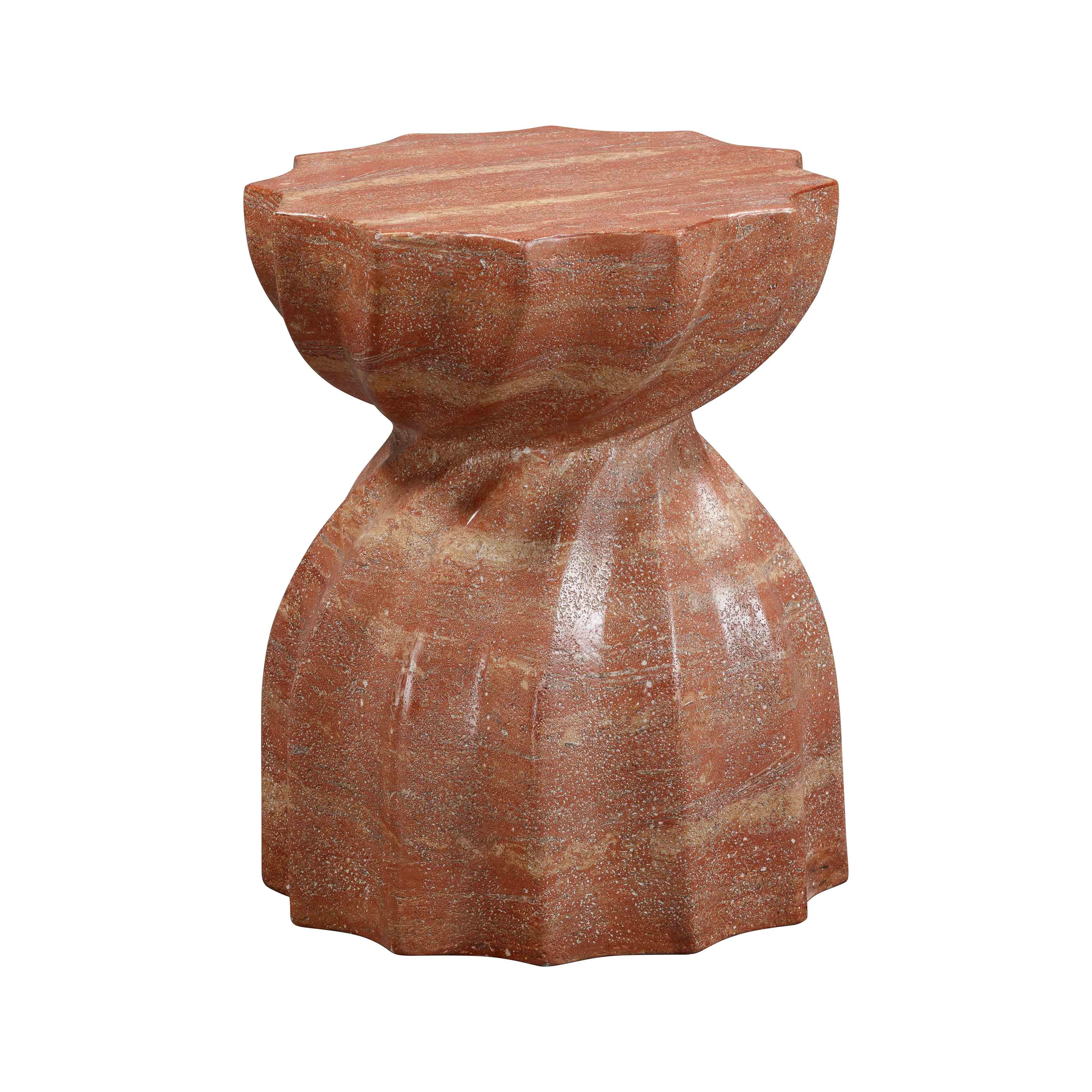 Turin Faux Red Sandstone Indoor / Outdoor Concrete Stool - Frankwebs