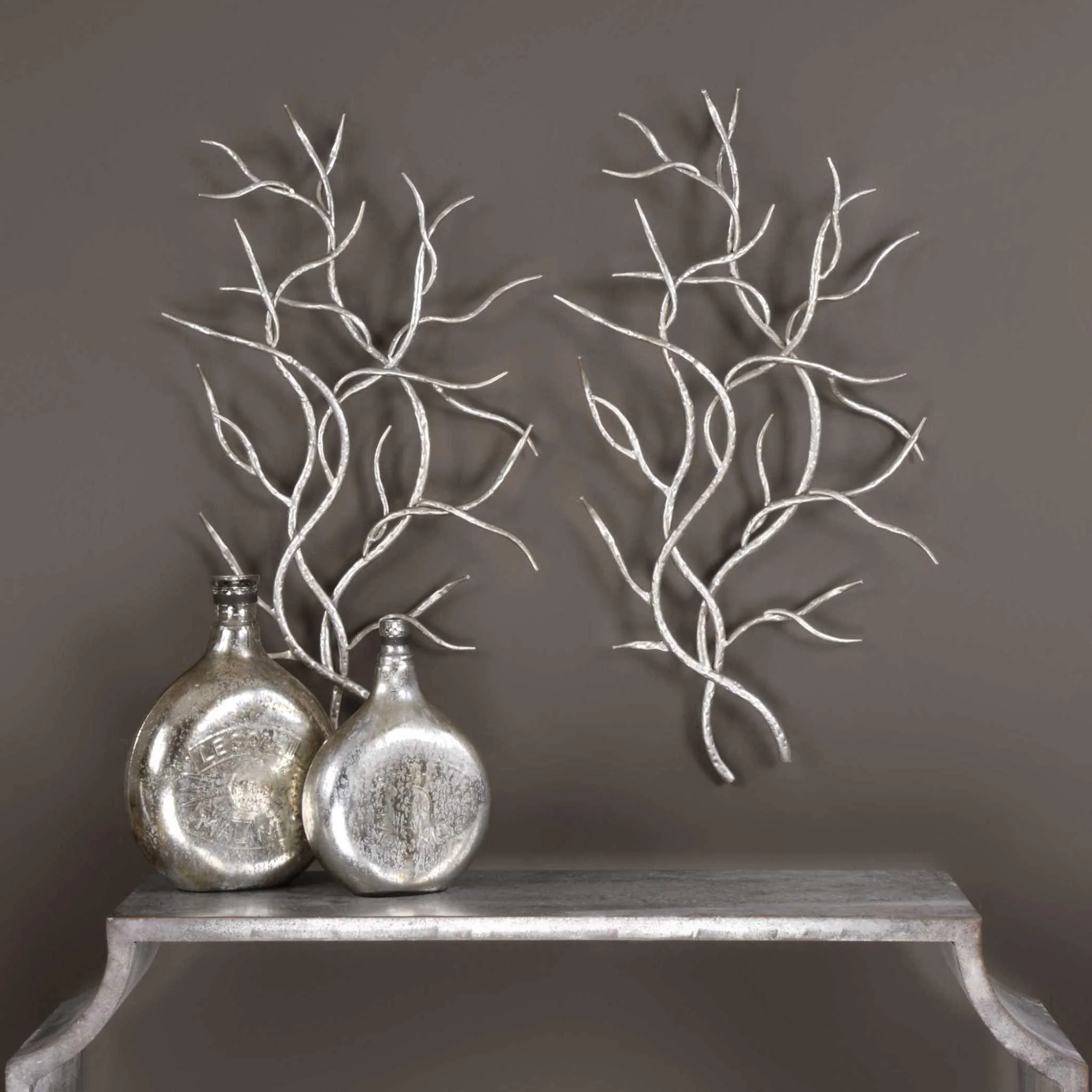 SILVER BRANCHES WALL ART SET OF 2 - Frankwebs
