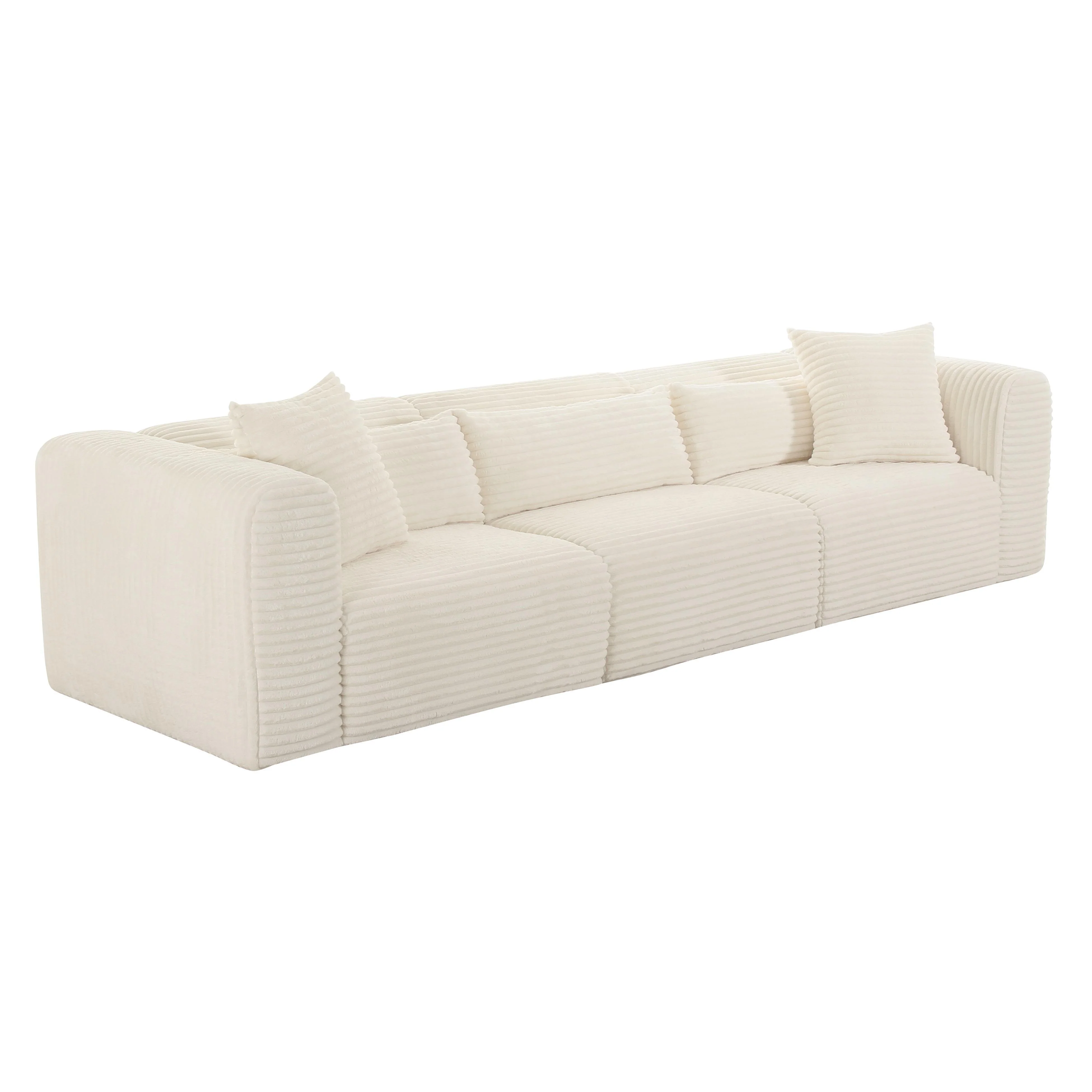 Tarra Fluffy Oversized Cream Corduroy Modular Sofa - Frankwebs