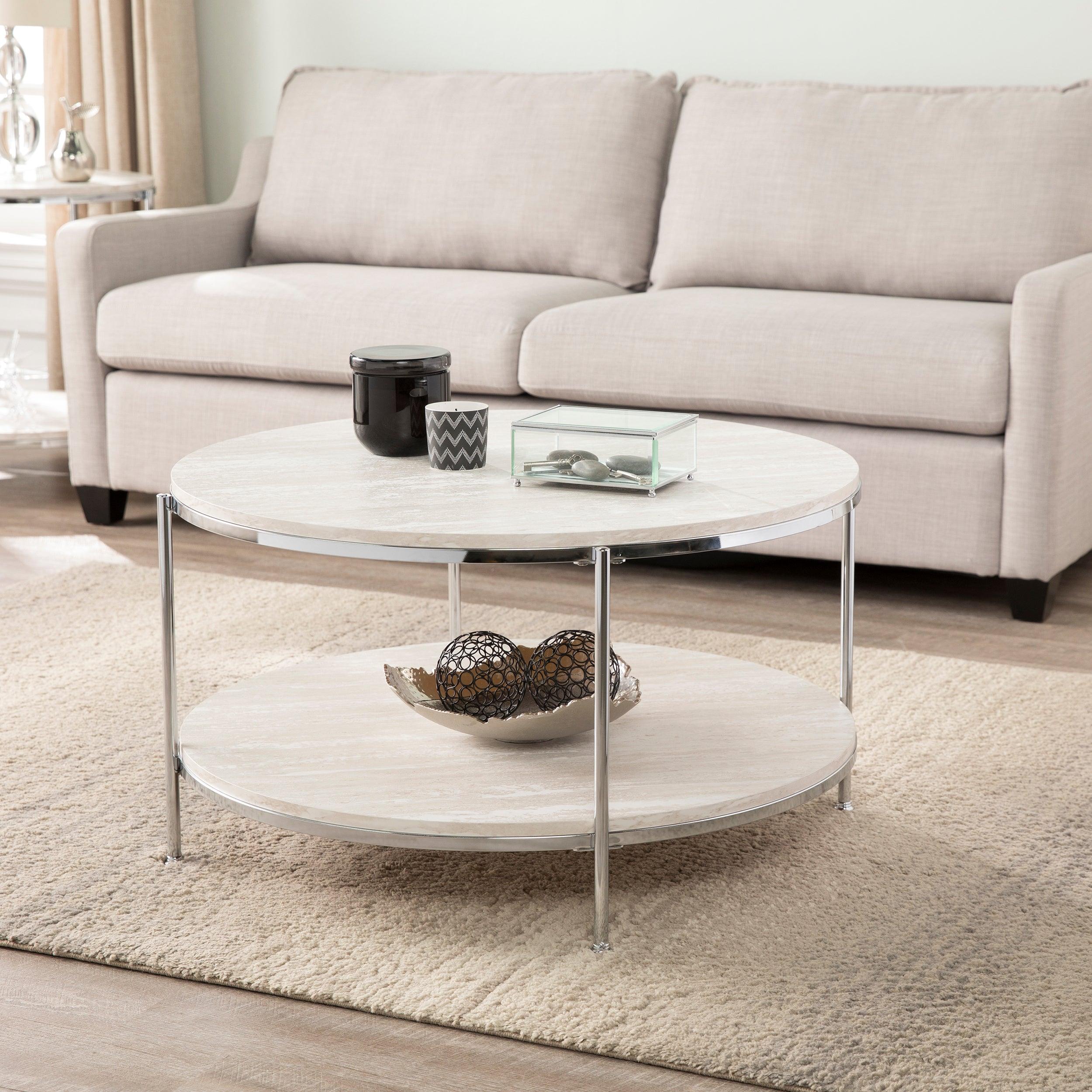 Silas Round Faux Stone Cocktail Table - Frankwebs