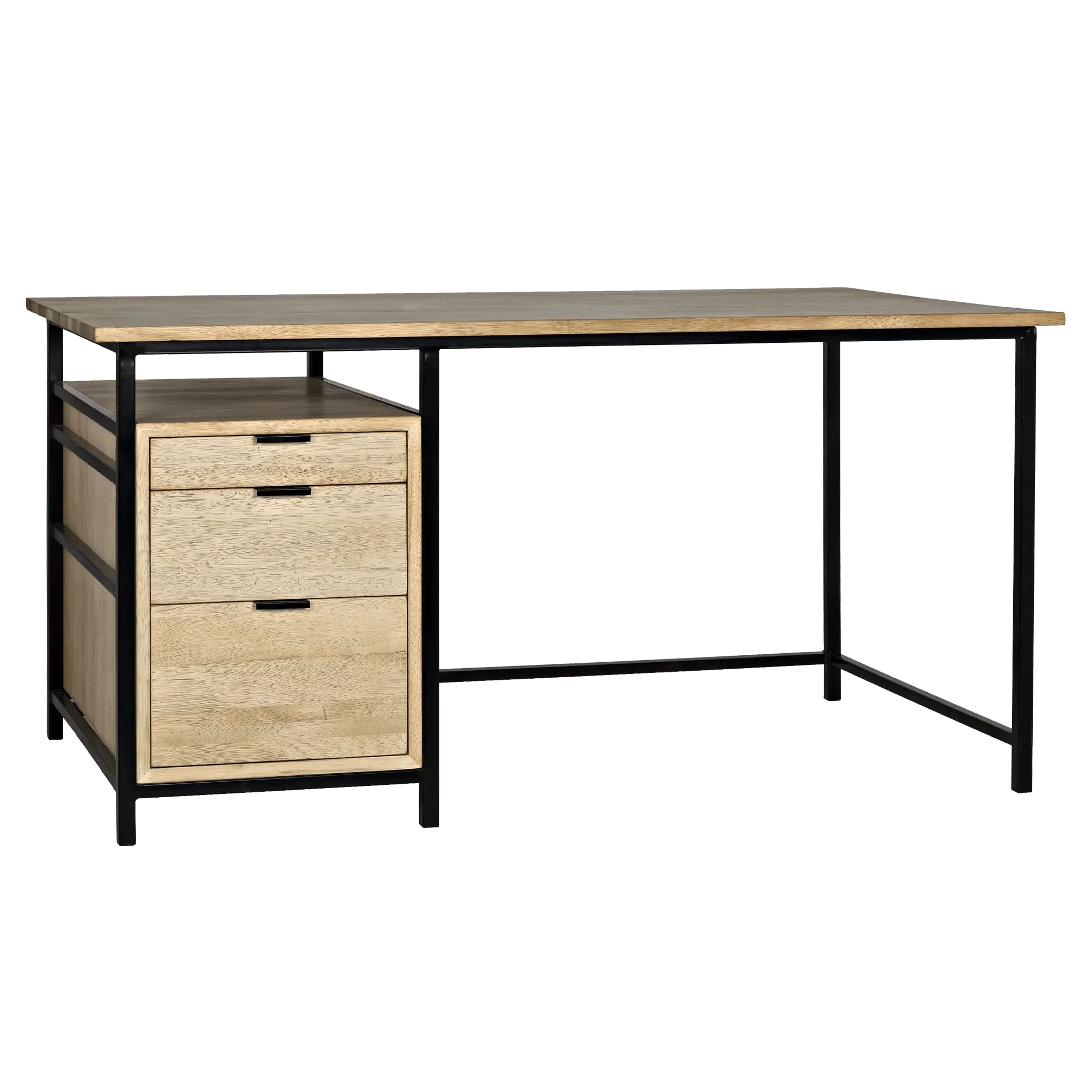 Nabucco Desk, Bleached Walnut and Steel - Frankwebs