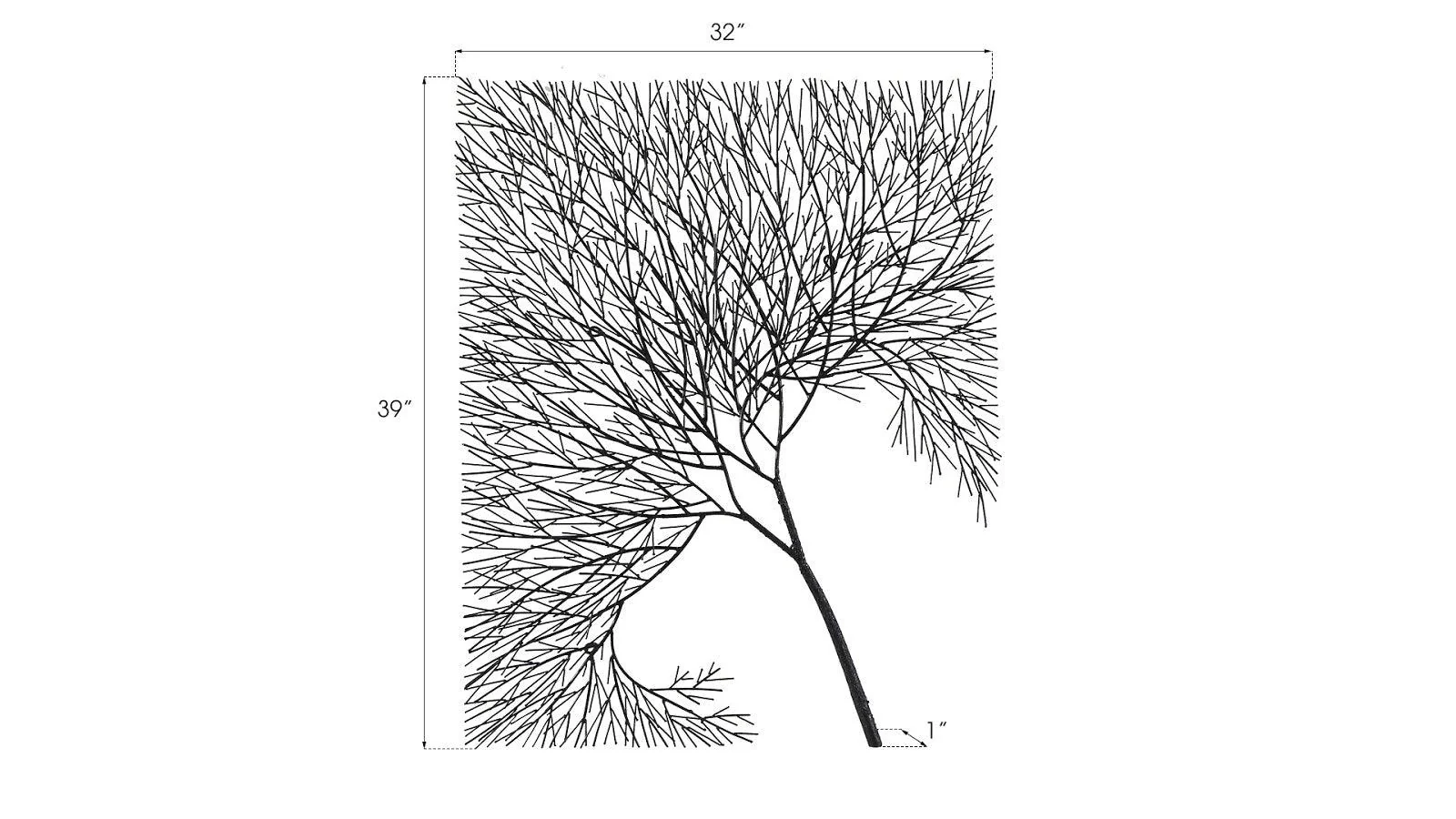 Wire Tree Wall Art, Rectangular, Metal, Black - Frankwebs