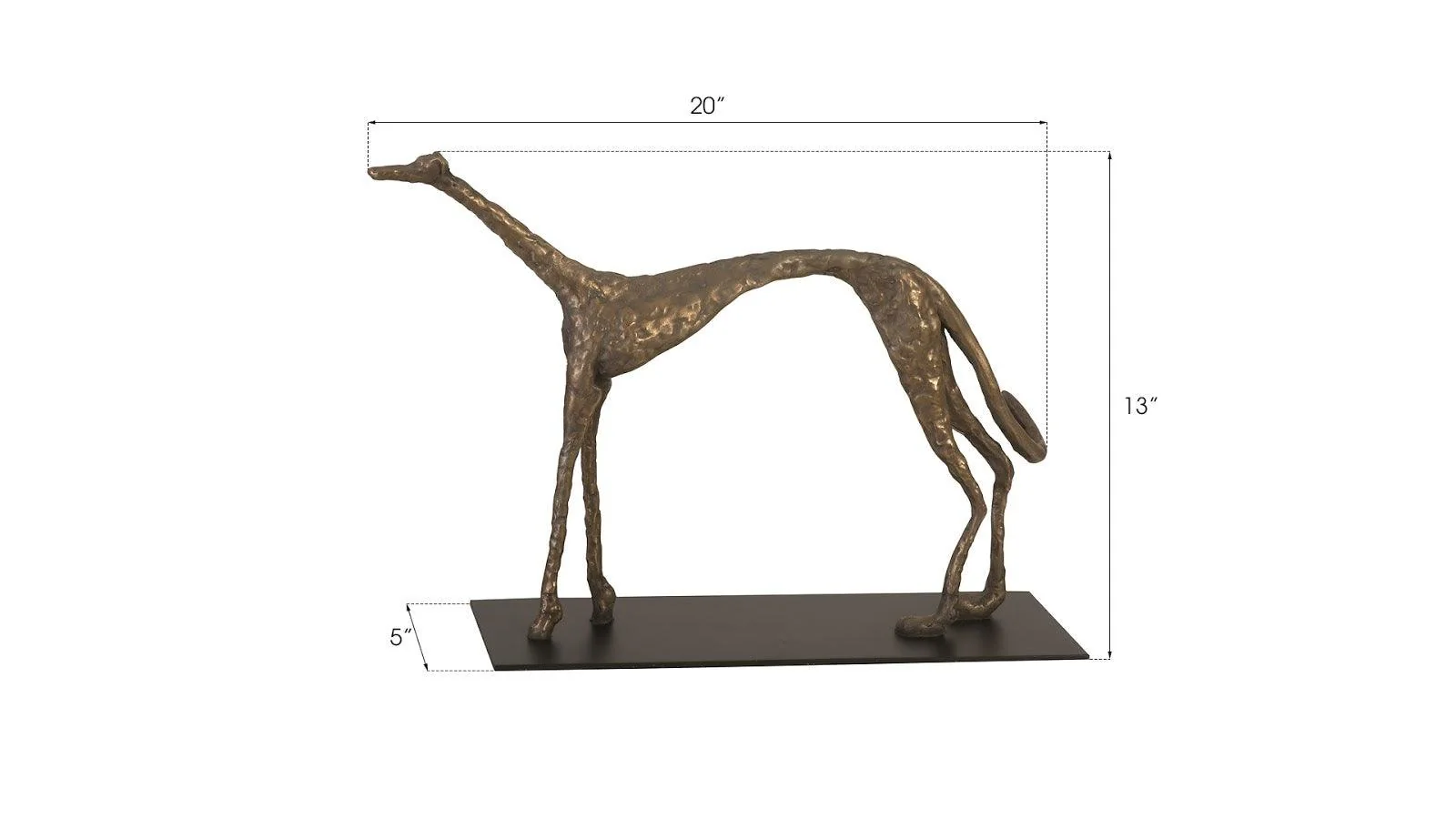 Greyhound on Black Metal Base, Resin, Bronze Finish - Frankwebs