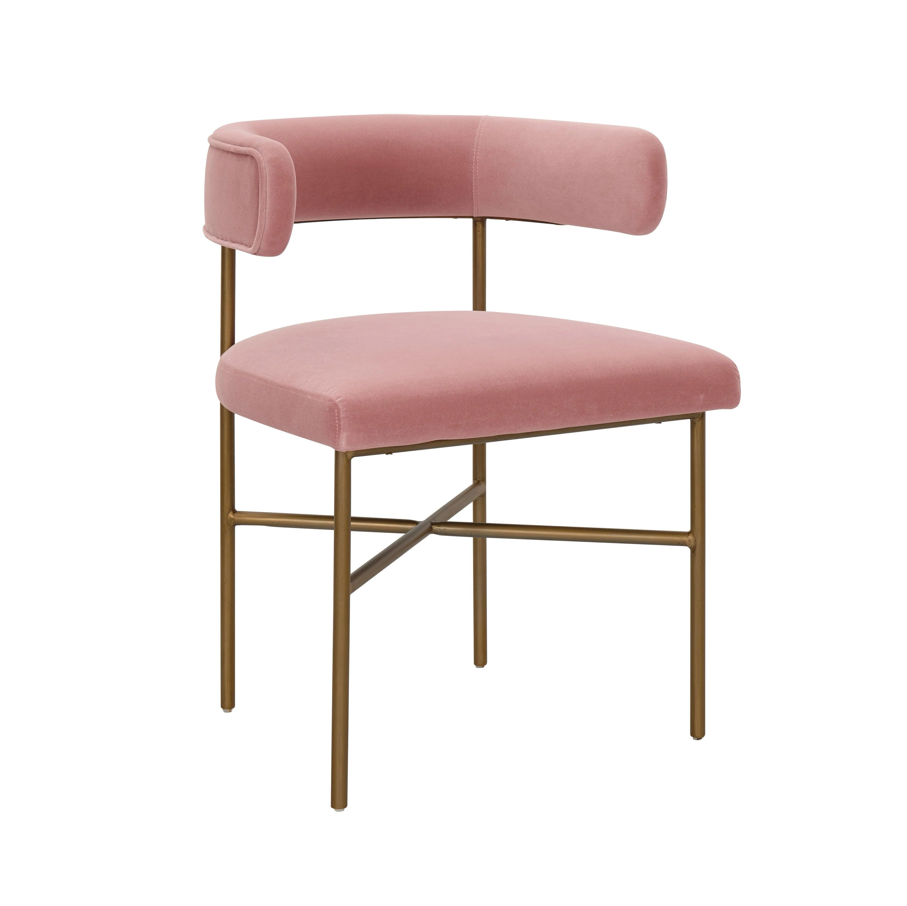 Kim Performance Velvet Chair in Blush - Frankwebs